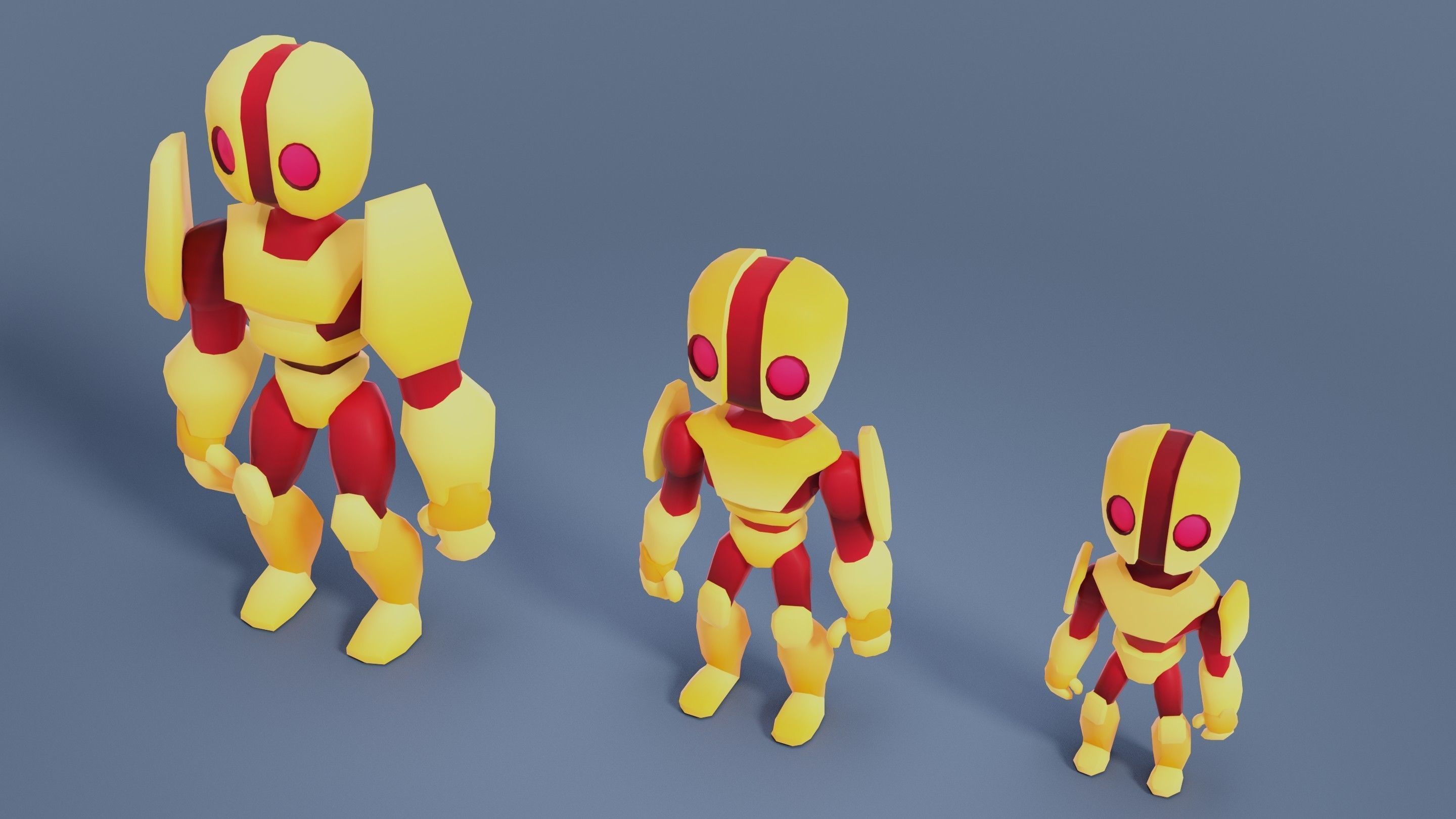 Cartoon Robots Pack 02 Low-poly 3D model_43