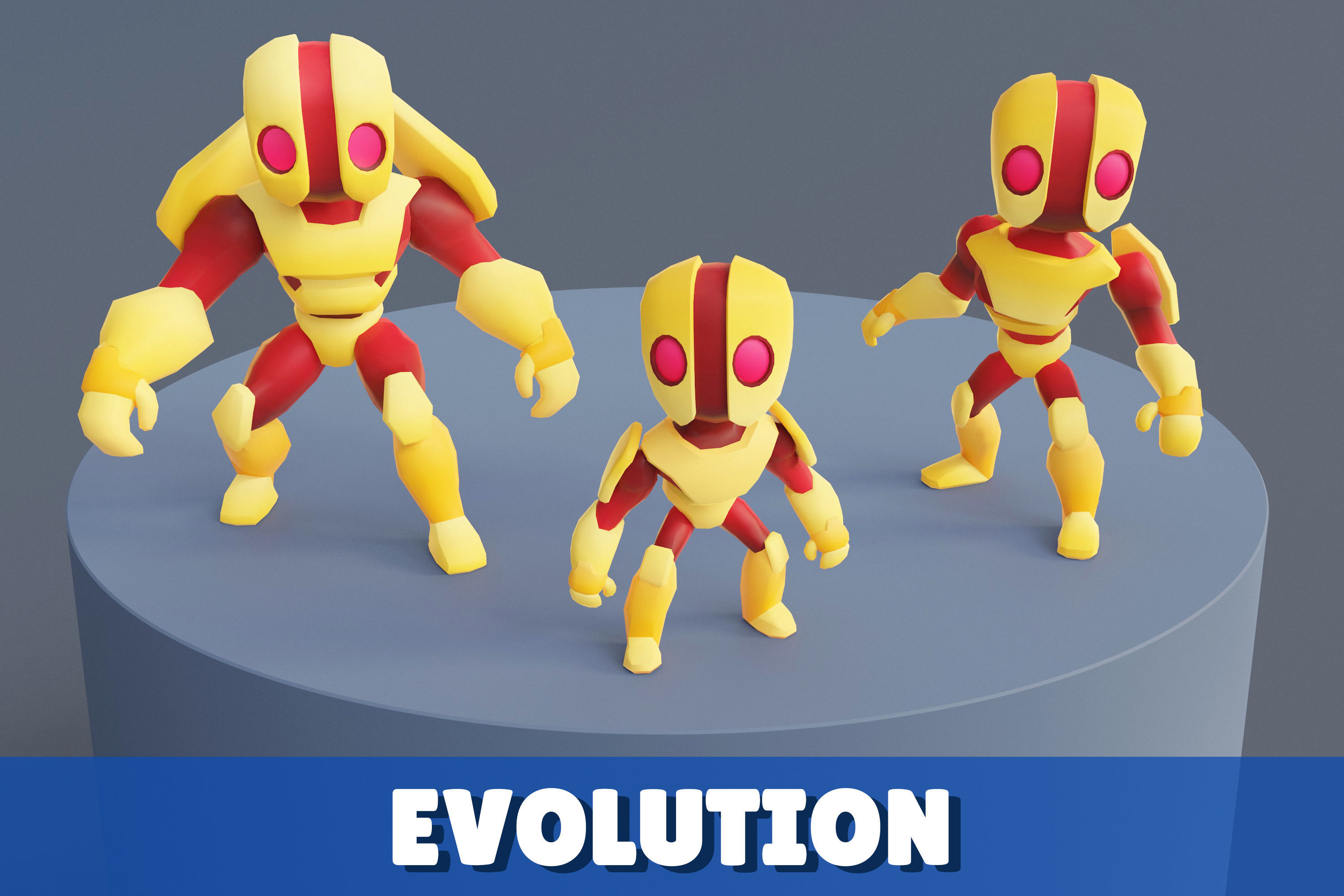 Cartoon Robots Pack 02 Low-poly 3D model_8