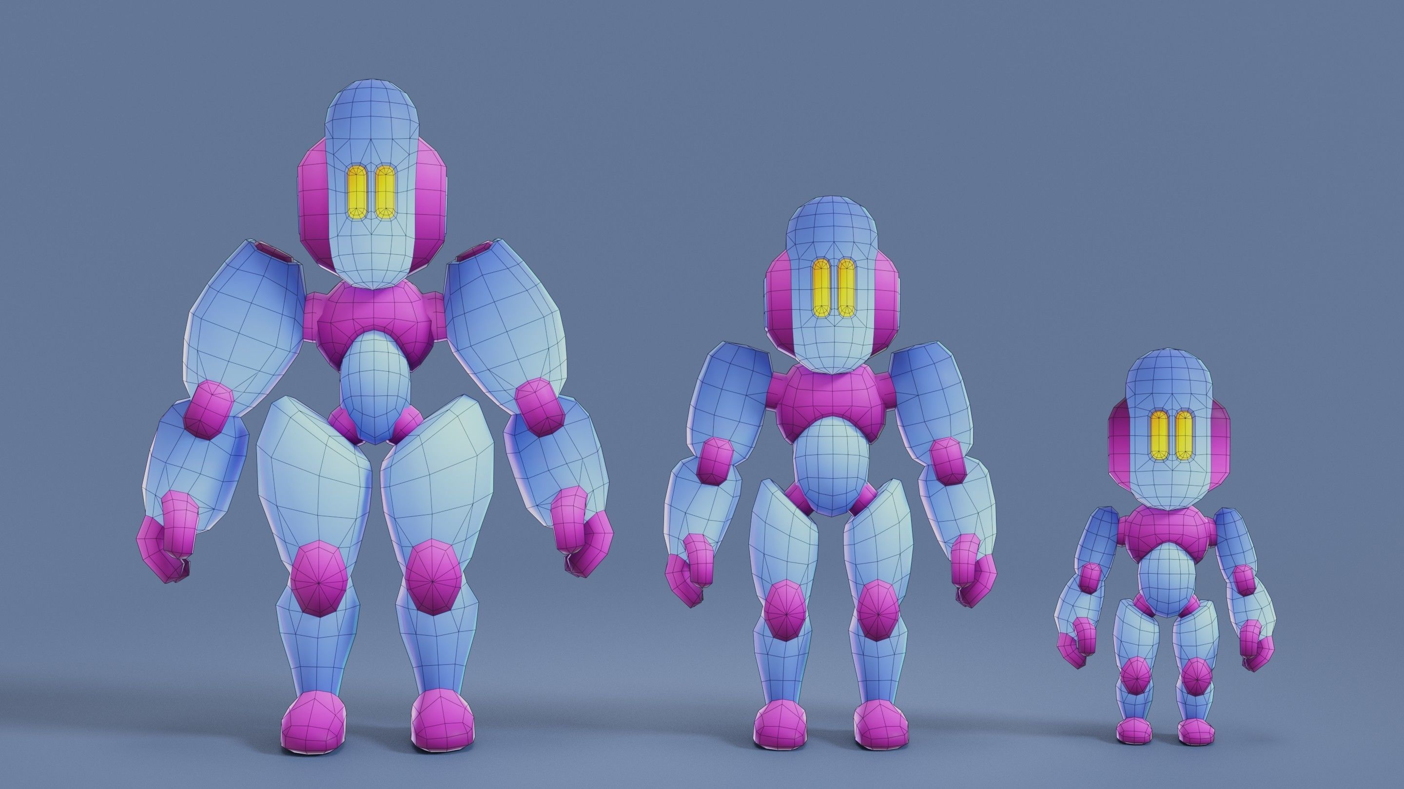 Cartoon Robots Pack 02 Low-poly 3D model_28