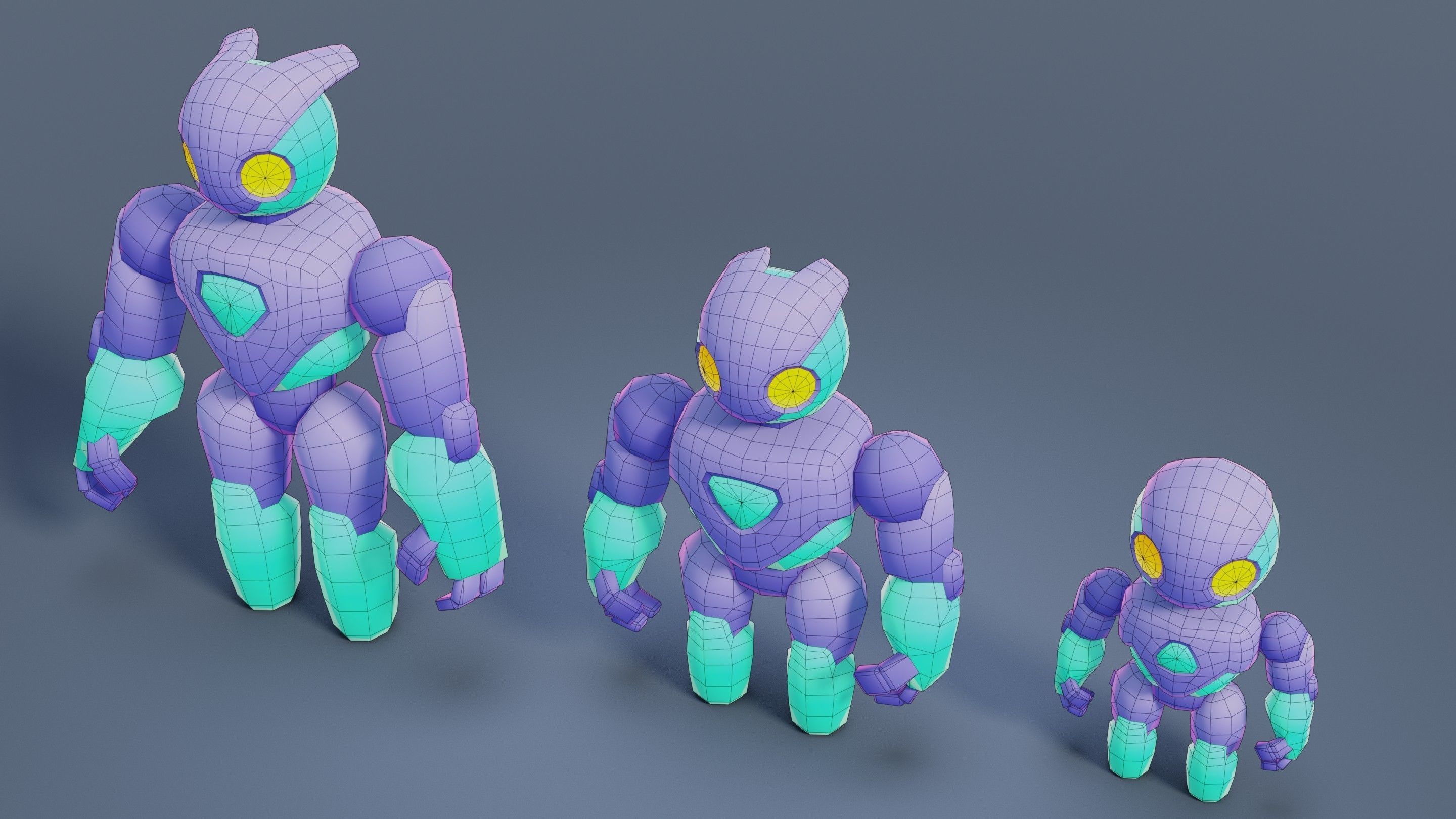 Cartoon Robots Pack 02 Low-poly 3D model_38