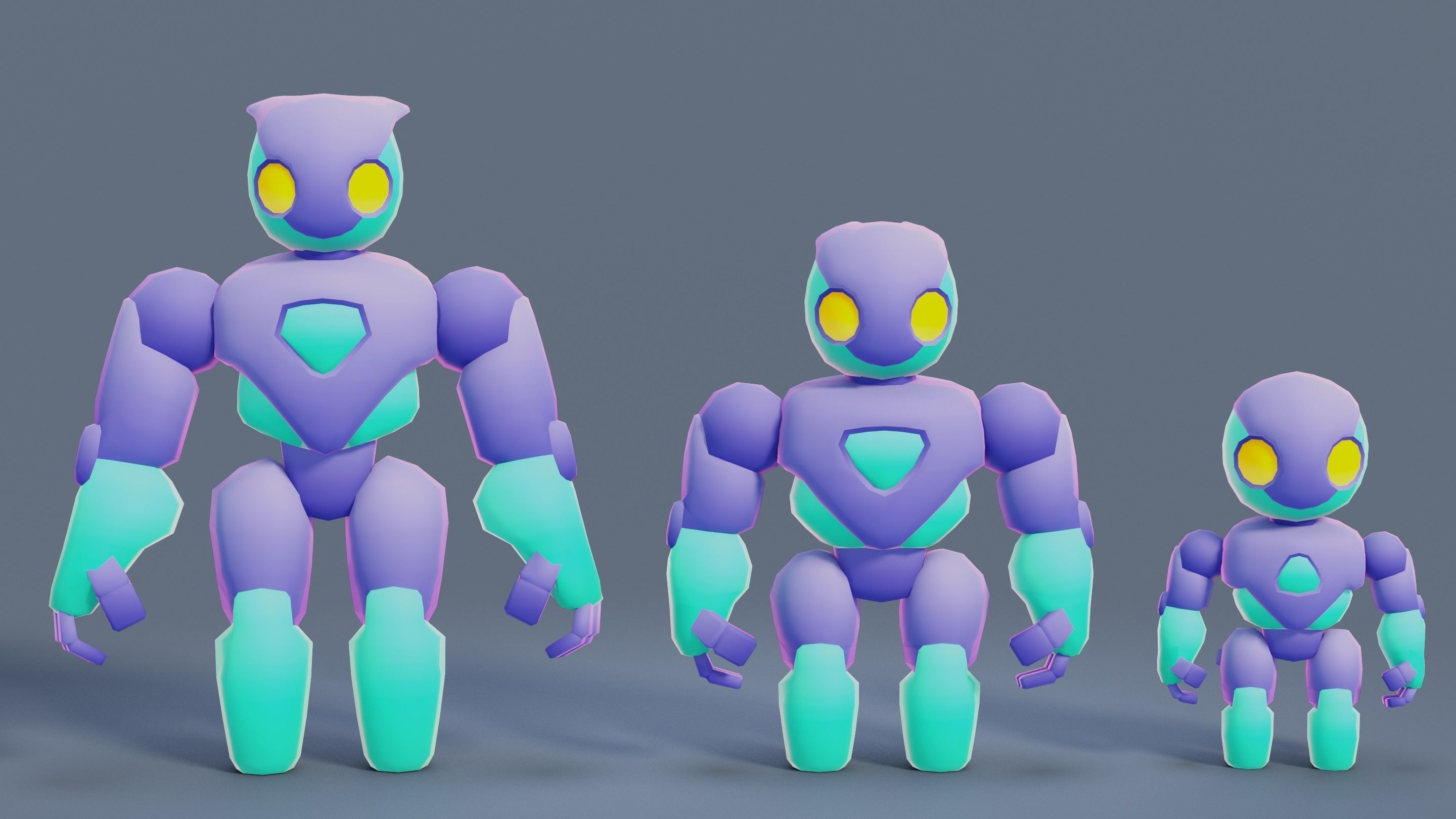 Cartoon Robots Pack 02 Low-poly 3D model_39