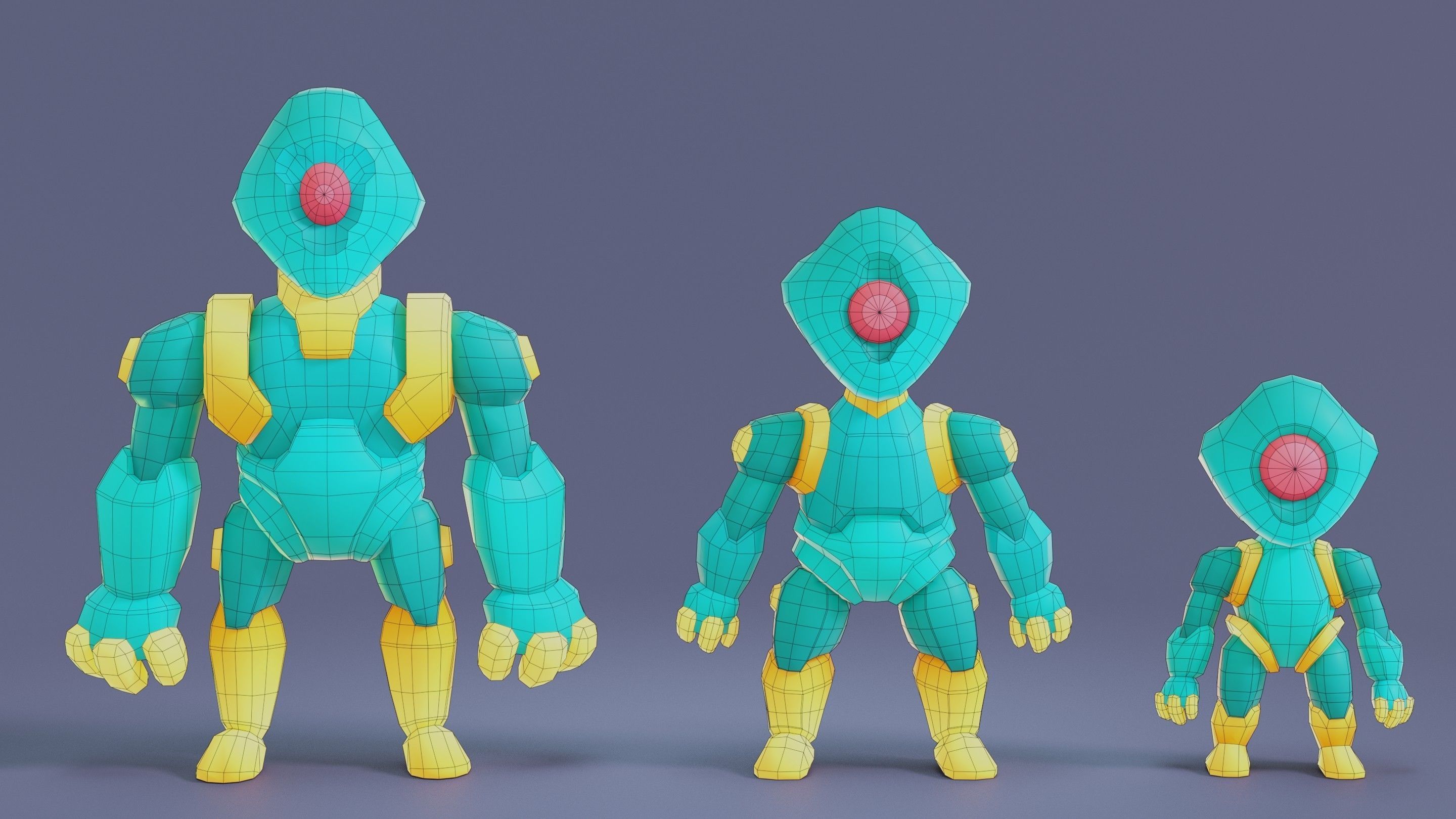 Cartoon Robots Pack 02 Low-poly 3D model_52