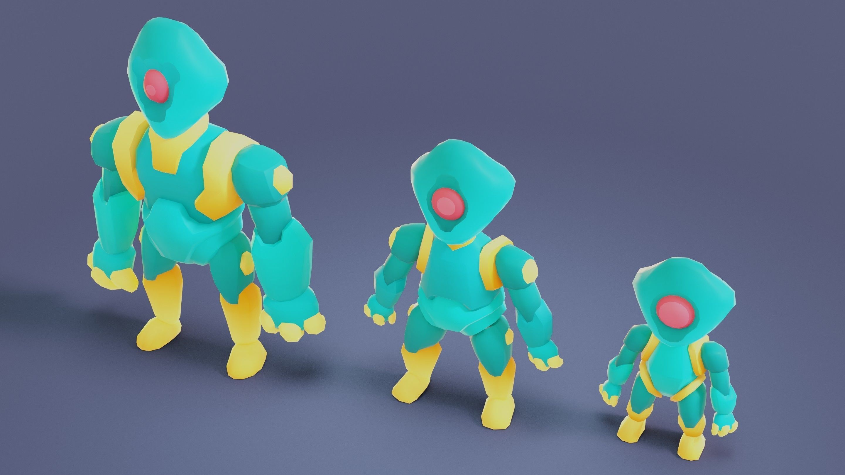 Cartoon Robots Pack 02 Low-poly 3D model_49