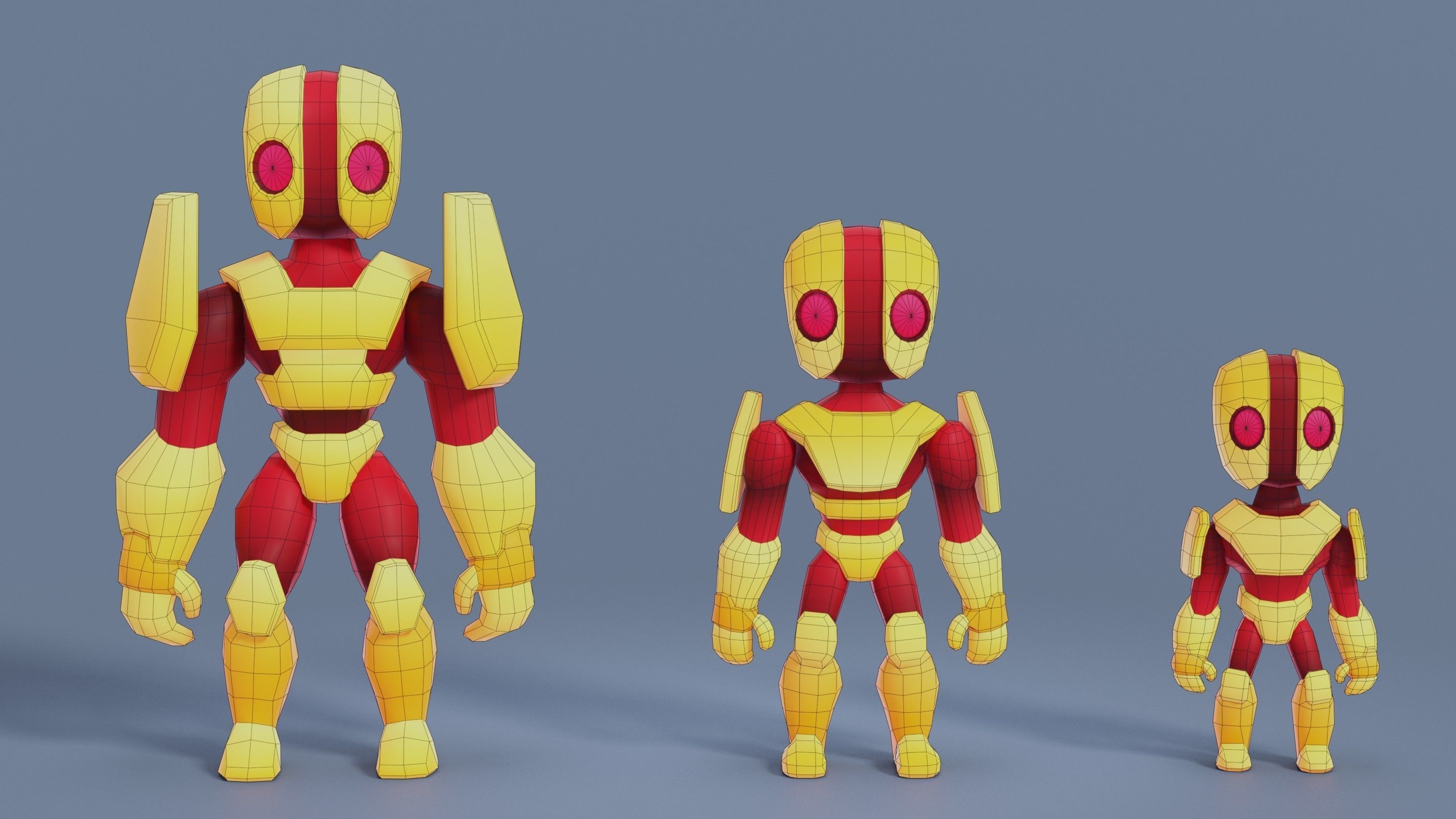 Cartoon Robots Pack 02 Low-poly 3D model_48