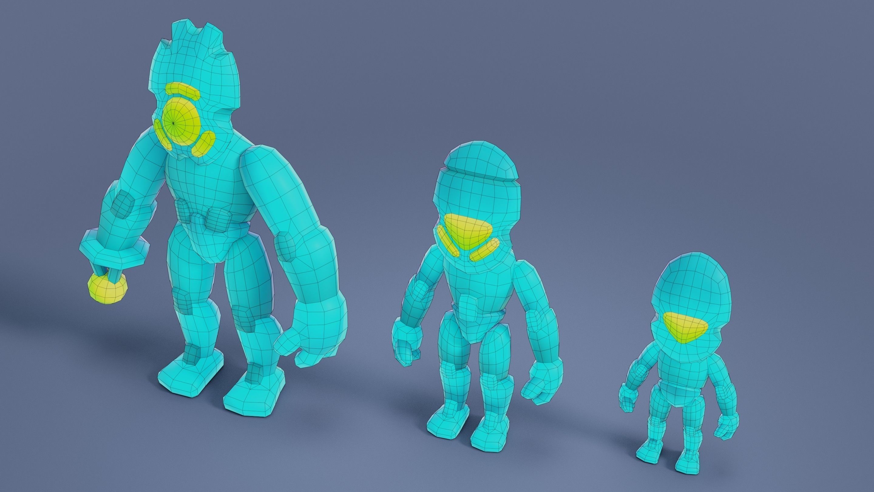 Cartoon Robots Pack 02 Low-poly 3D model_72