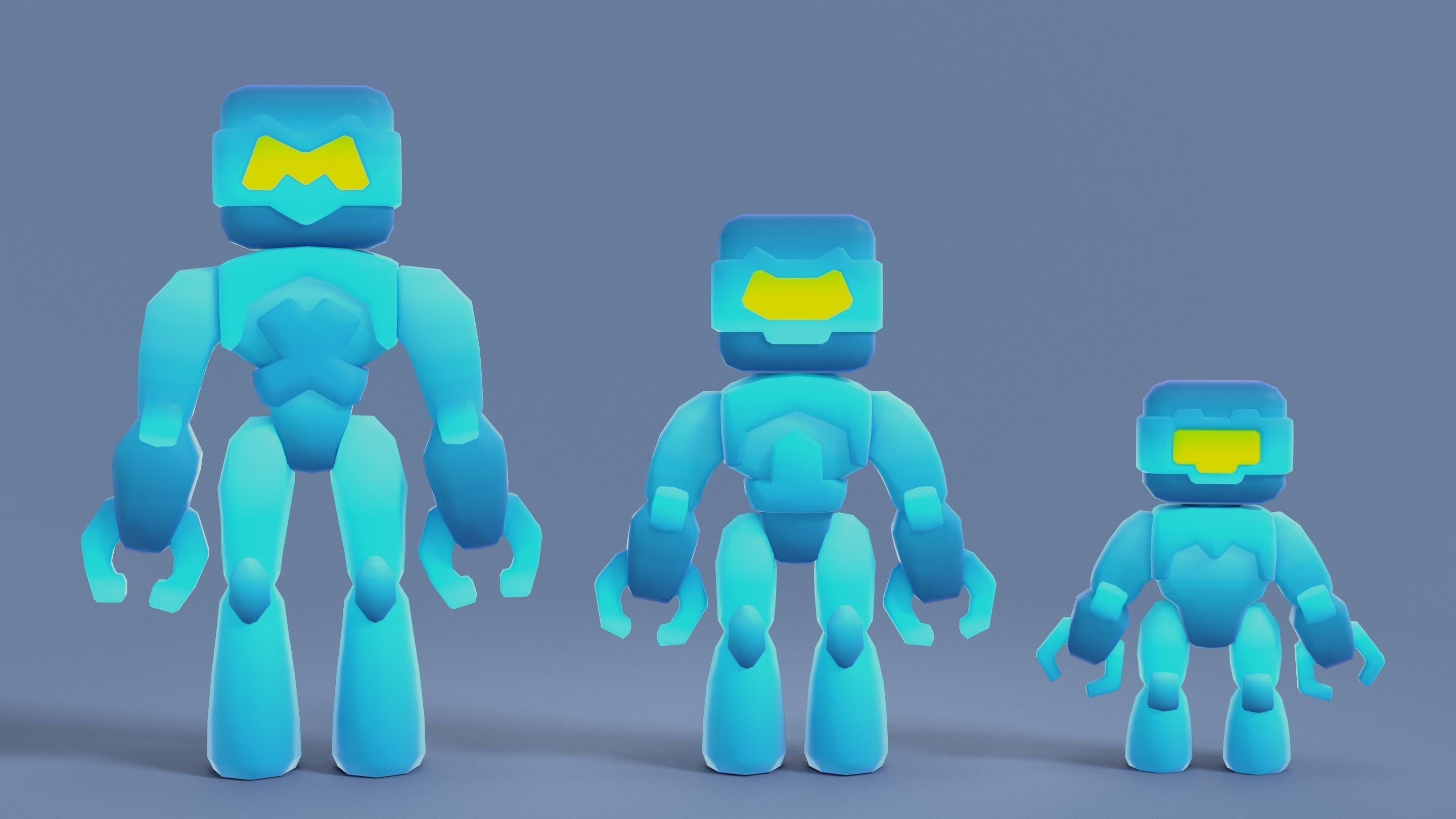 Cartoon Robots Pack 02 Low-poly 3D model_33