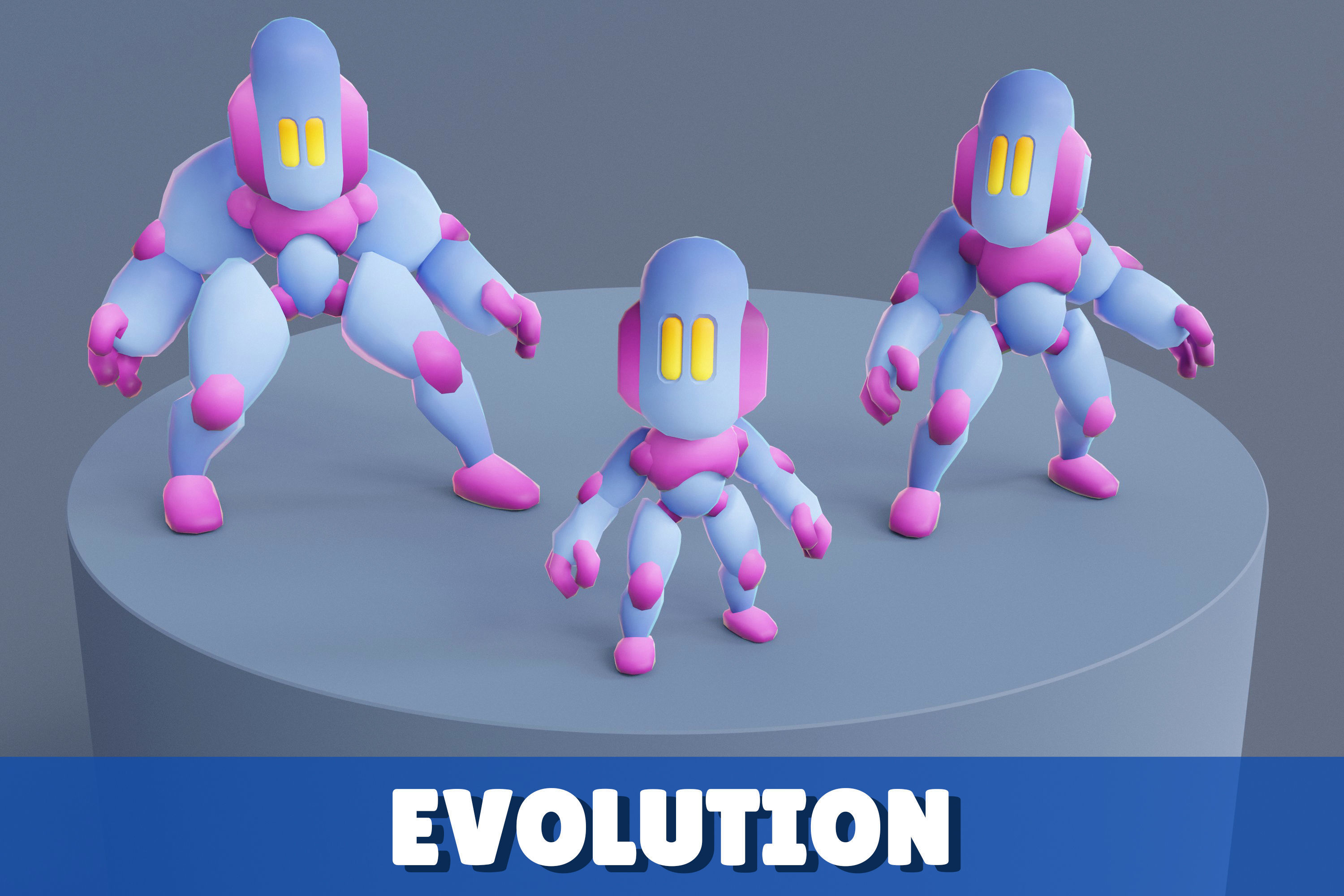 Cartoon Robots Pack 02 Low-poly 3D model_5