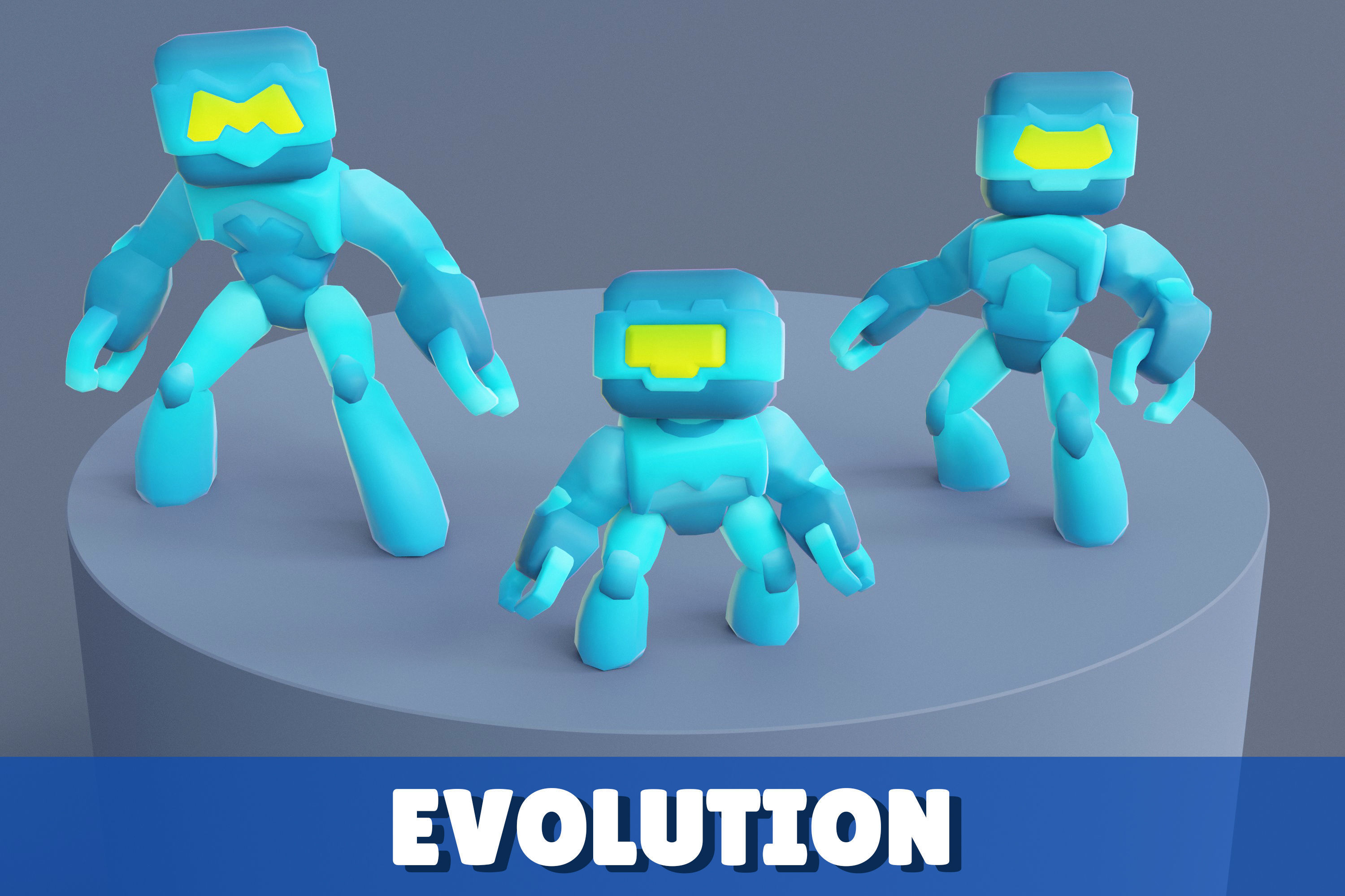 Cartoon Robots Pack 02 Low-poly 3D model_6