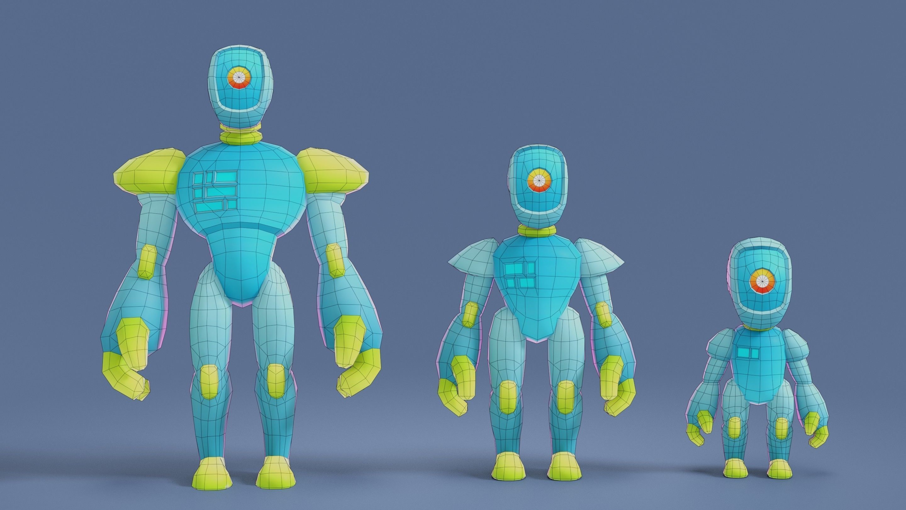 Cartoon Robots Pack 02 Low-poly 3D model_22