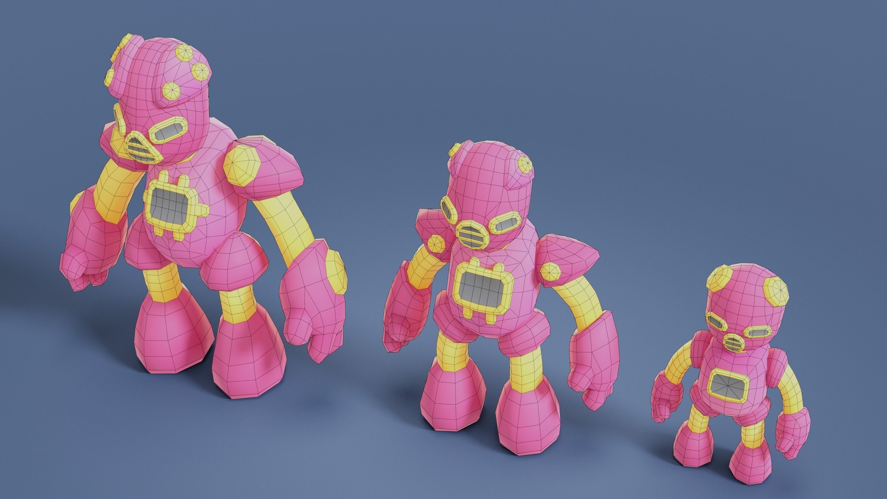 Cartoon Robots Pack 02 Low-poly 3D model_56