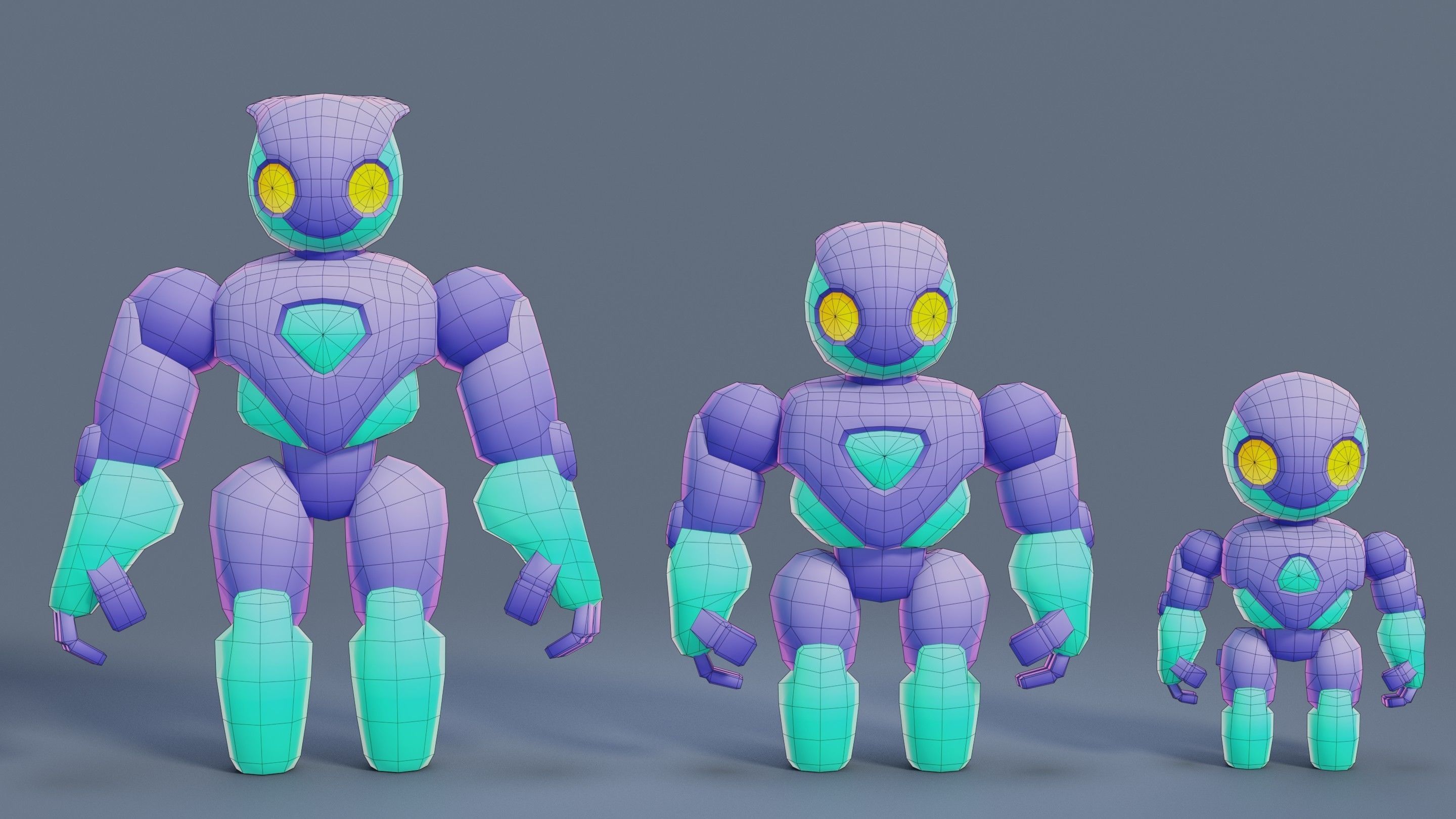 Cartoon Robots Pack 02 Low-poly 3D model_40