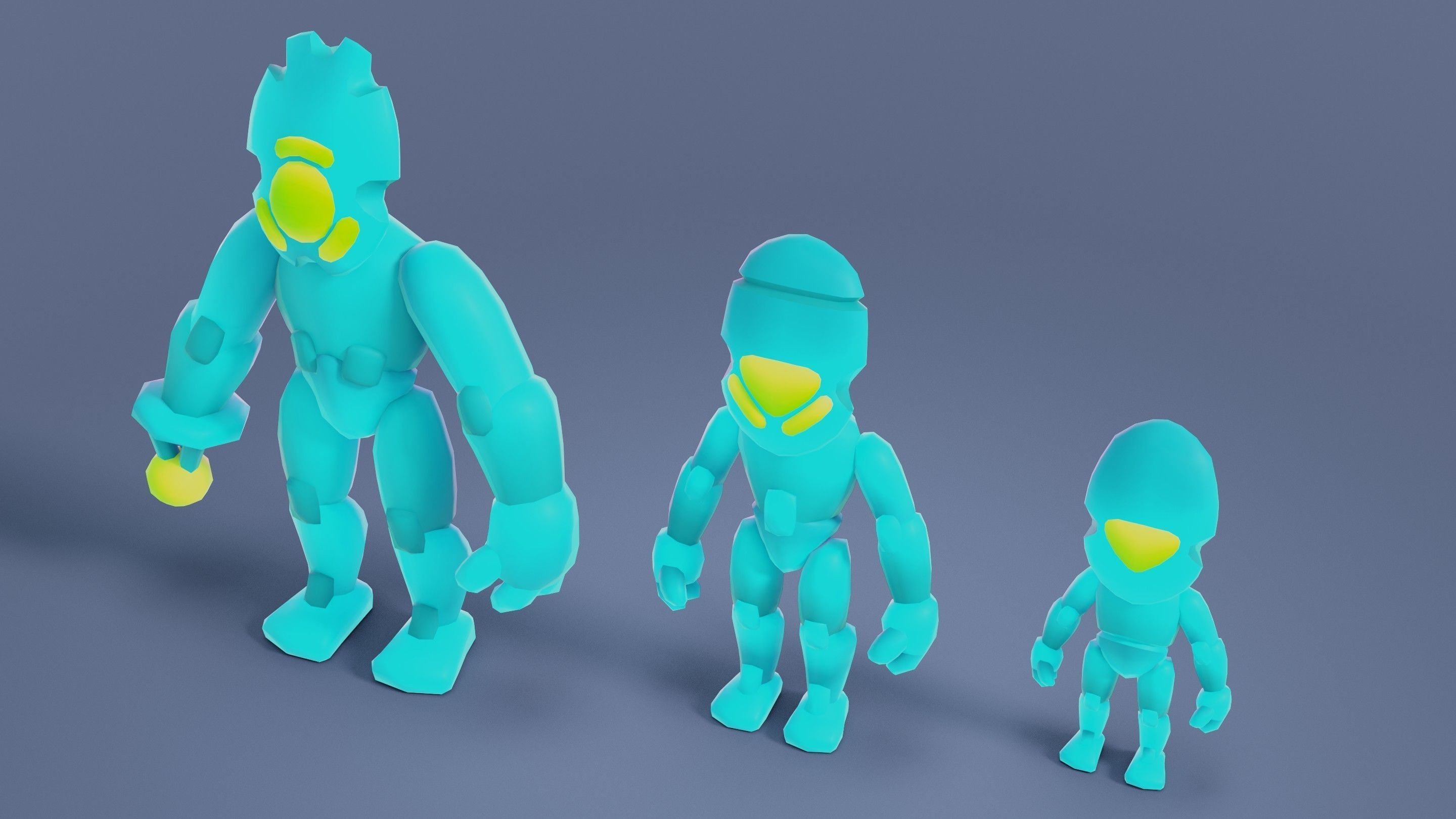 Cartoon Robots Pack 02 Low-poly 3D model_67