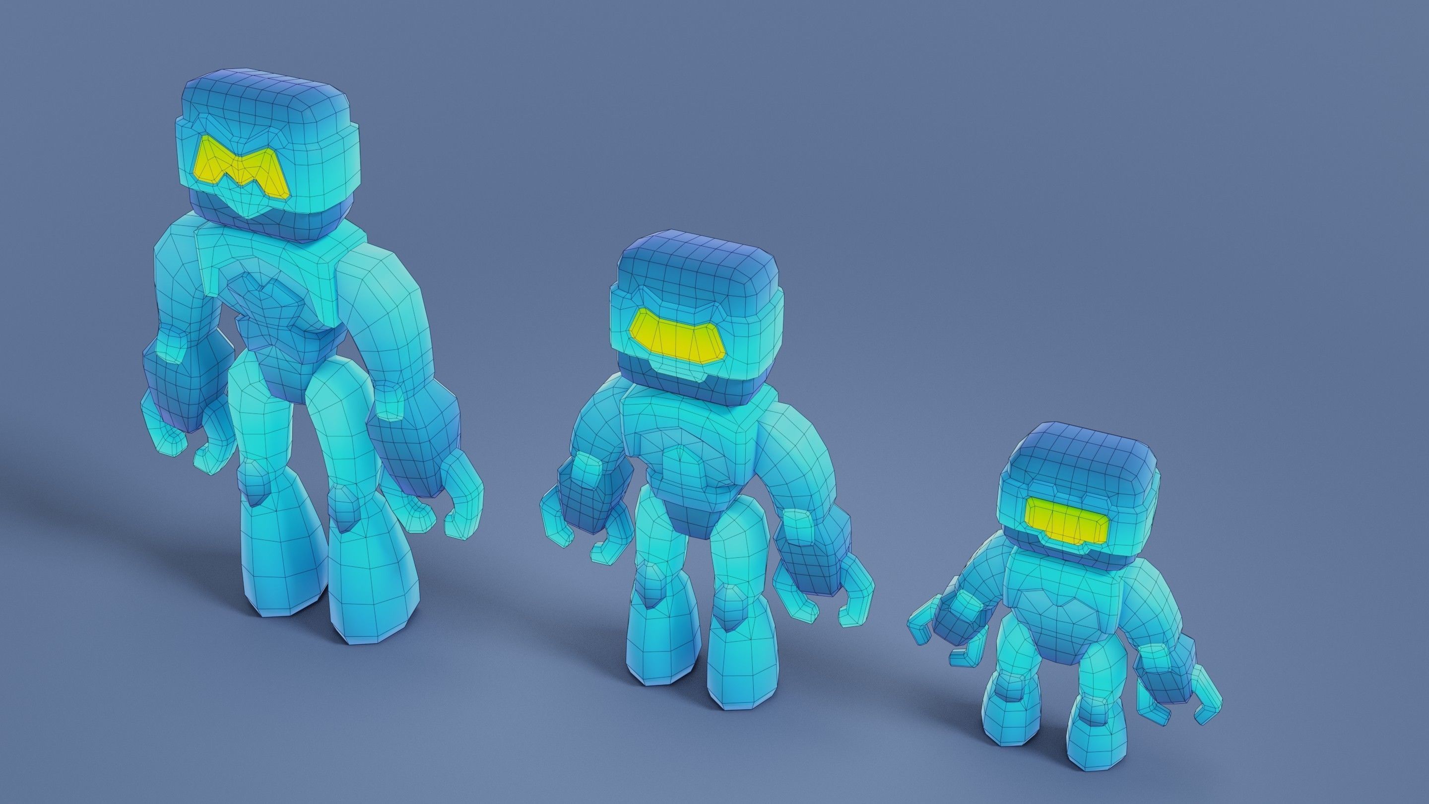 Cartoon Robots Pack 02 Low-poly 3D model_32