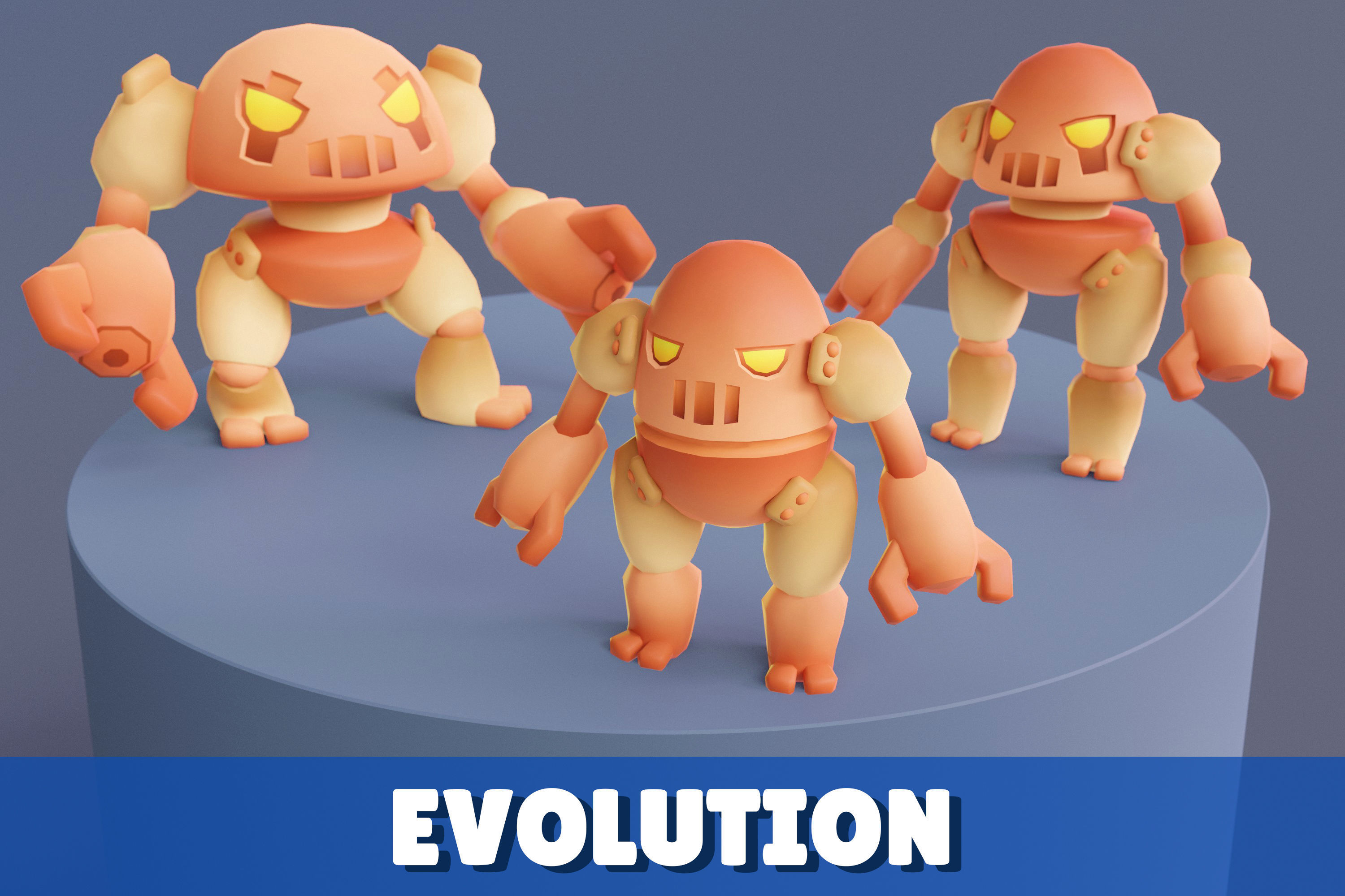 Cartoon Robots Pack 02 Low-poly 3D model_3