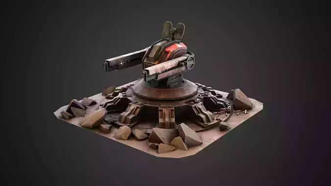 Anti-air gun turret  Low-poly 3D model