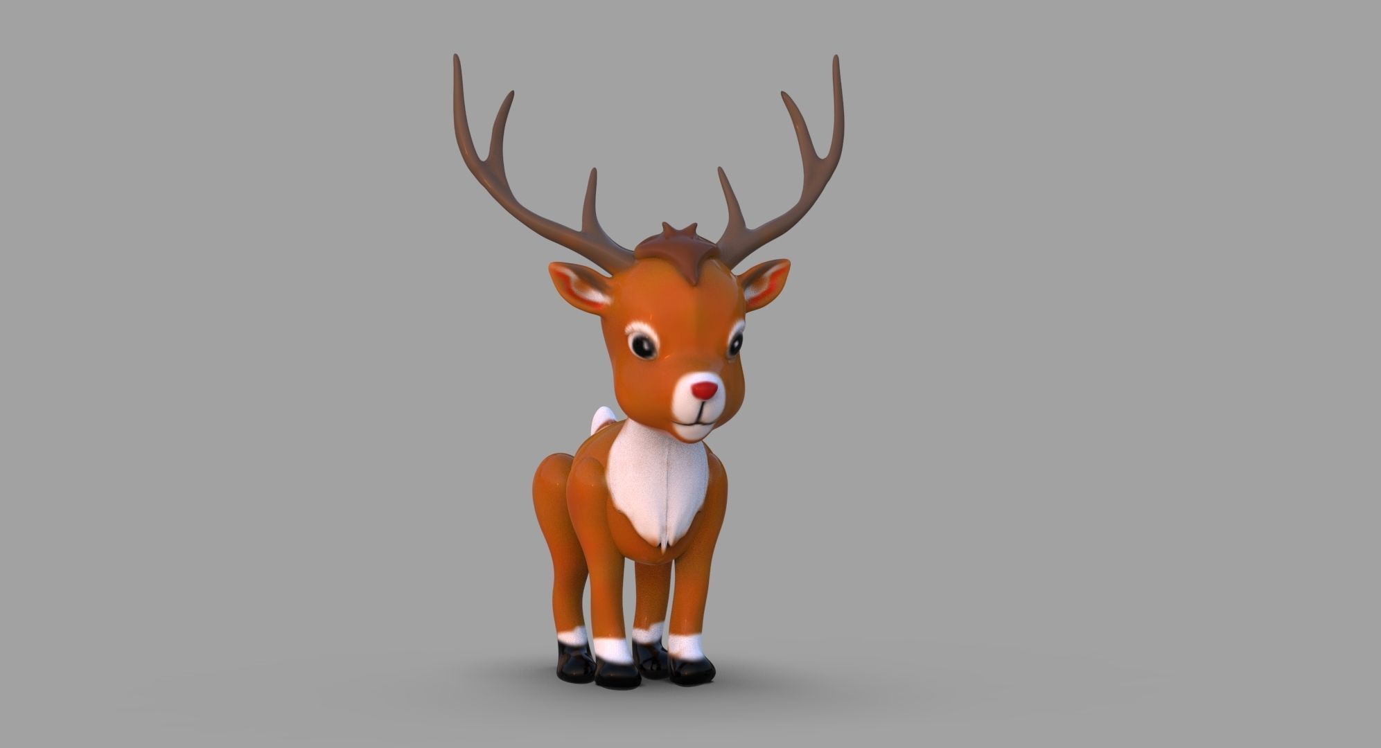 Cute Reindeer Low-poly 3D model_2