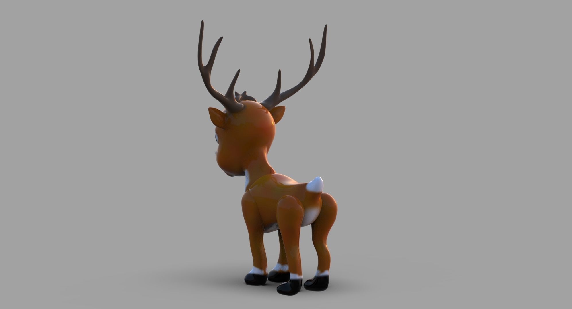 Cute Reindeer Low-poly 3D model_4