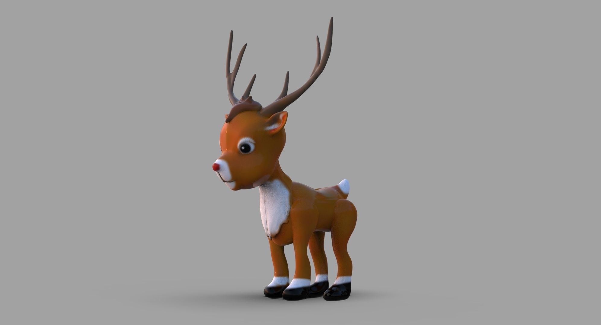 Cute Reindeer Low-poly 3D model_1