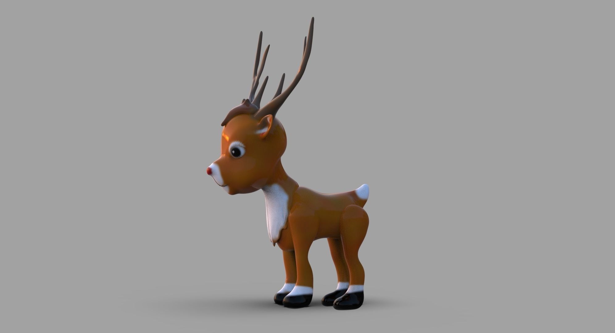 Cute Reindeer Low-poly 3D model_3