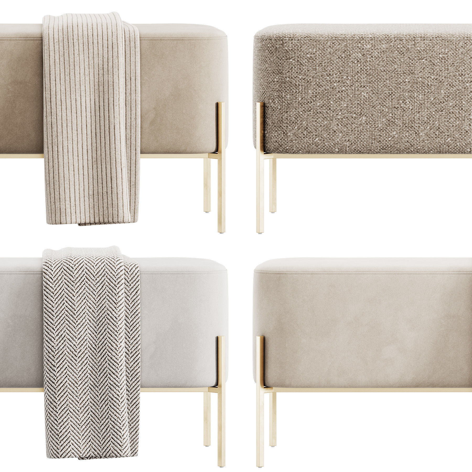 Harper Upholstered Bench 900mm by Westwing 3D model_4