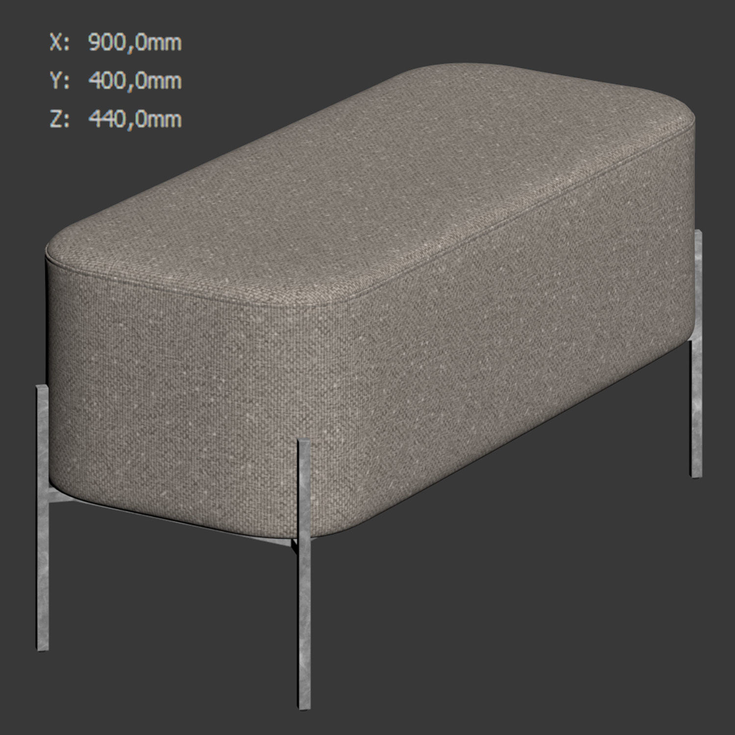 Harper Upholstered Bench 900mm by Westwing 3D model_6