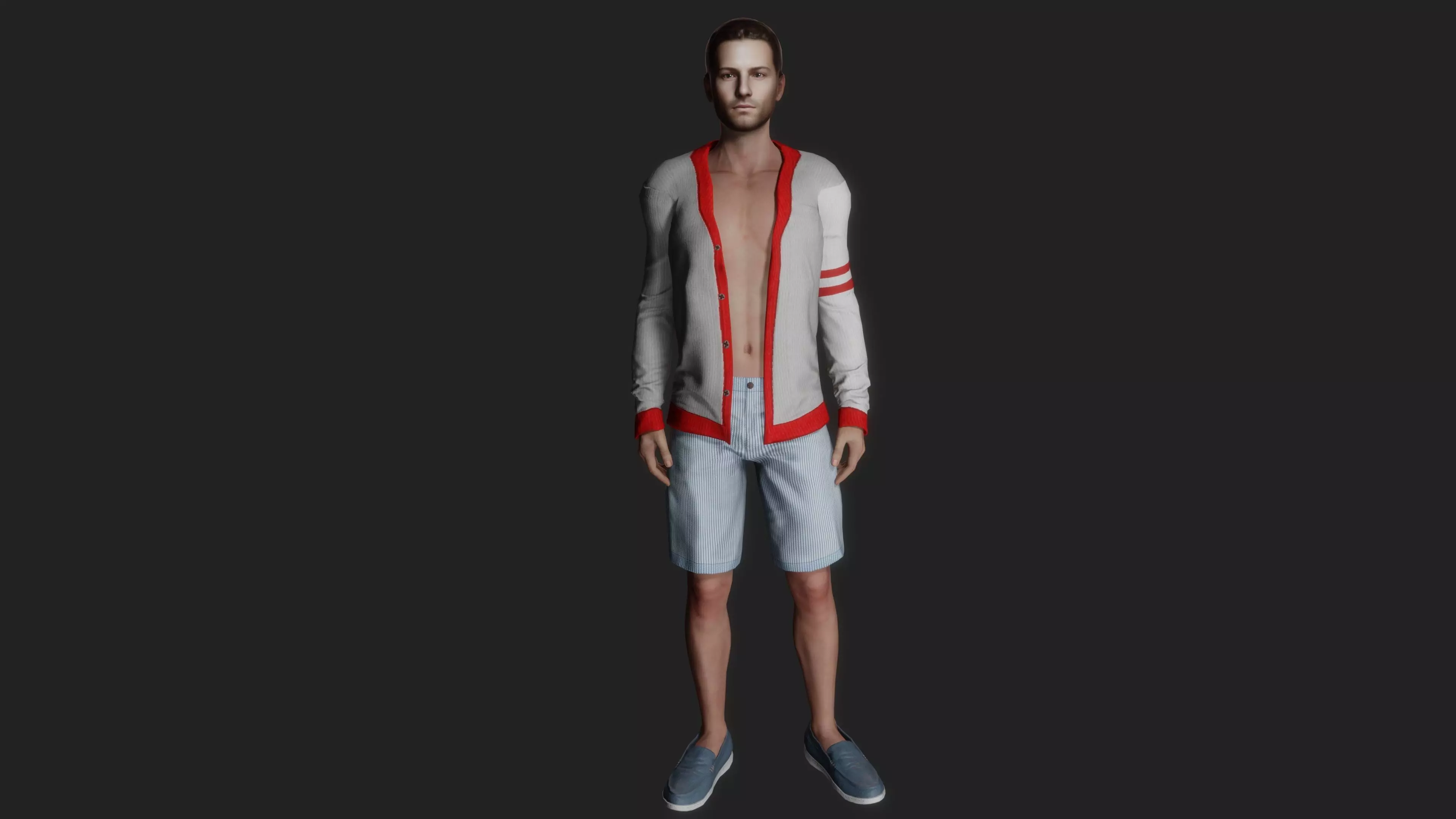 3D Model of a Stylish Young Man in Casual Attire 3D model_0