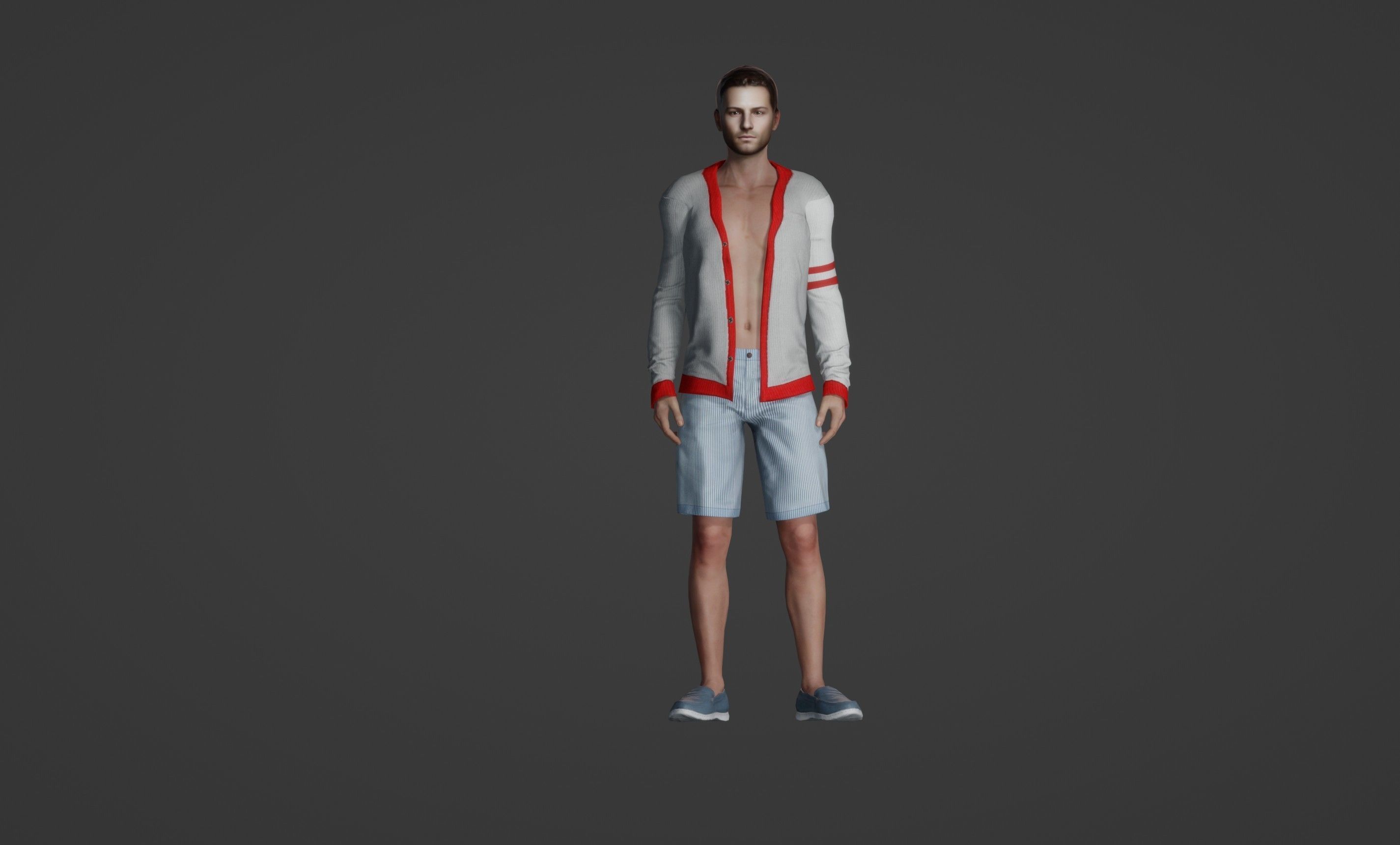 3D Model of a Stylish Young Man in Casual Attire 3D model_1
