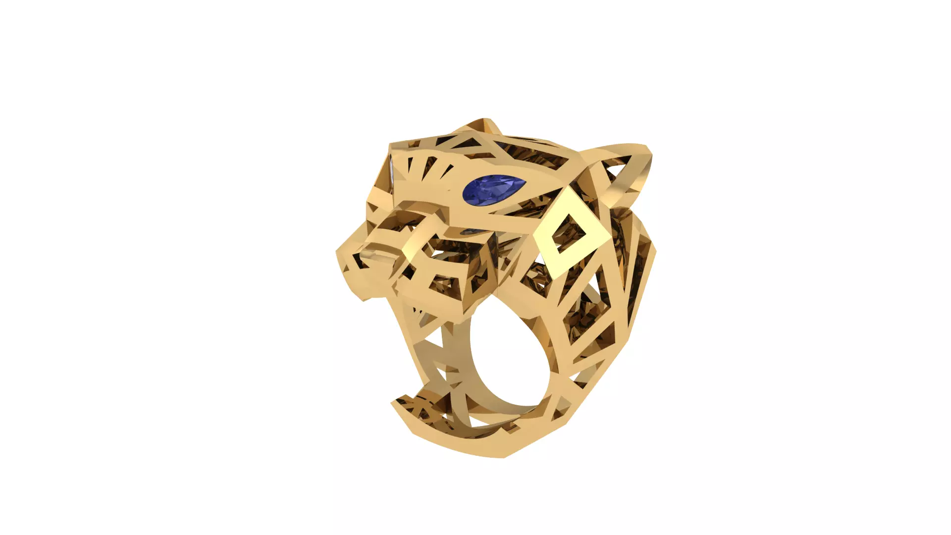 Panther Ring With Sapphire 3D print model_0