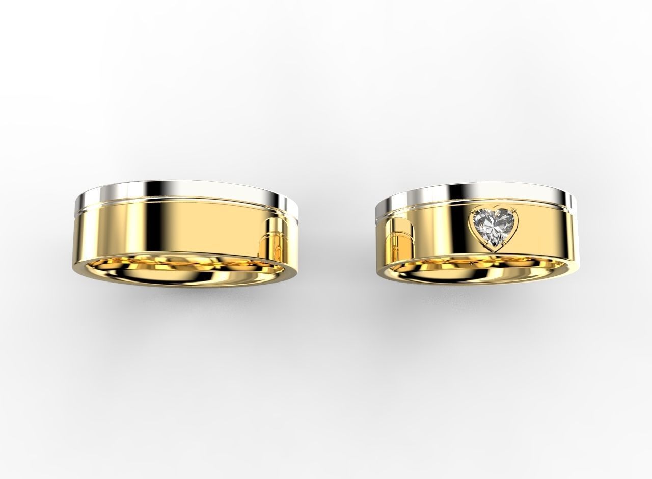 Wedding rings with two halves 3D print model_1