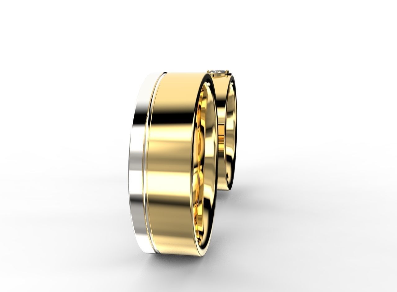 Wedding rings with two halves 3D print model_3