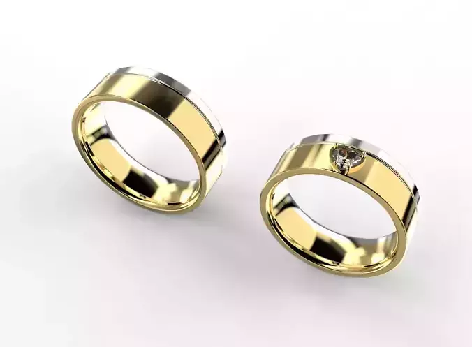 Wedding rings with two halves