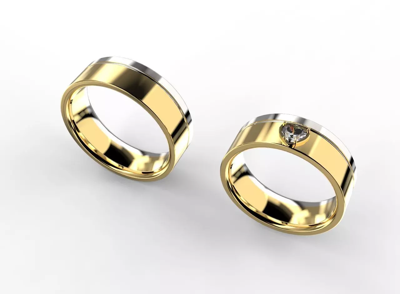 Wedding rings with two halves 3D print model_0