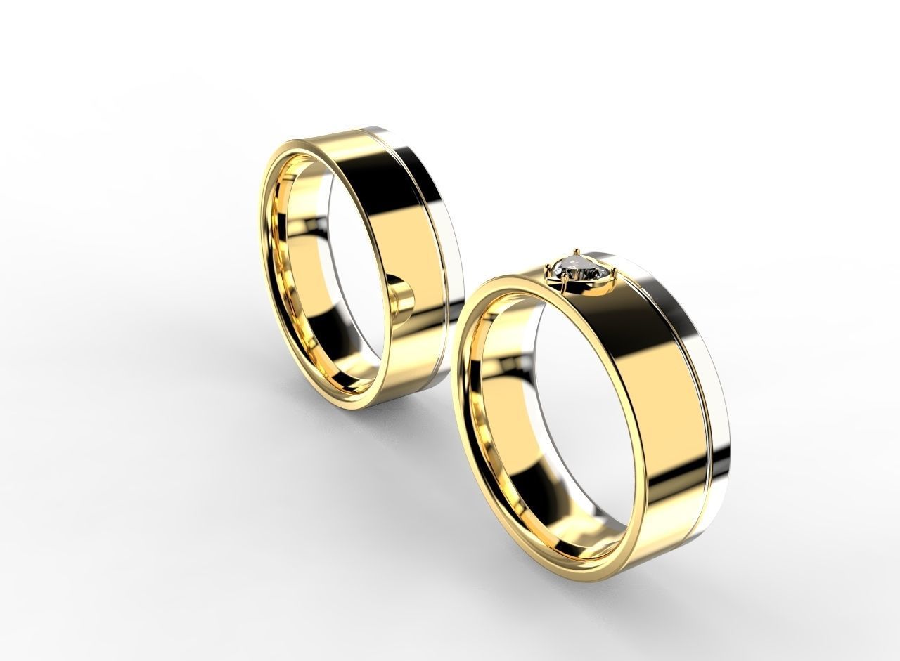 Wedding rings with two halves 3D print model_2