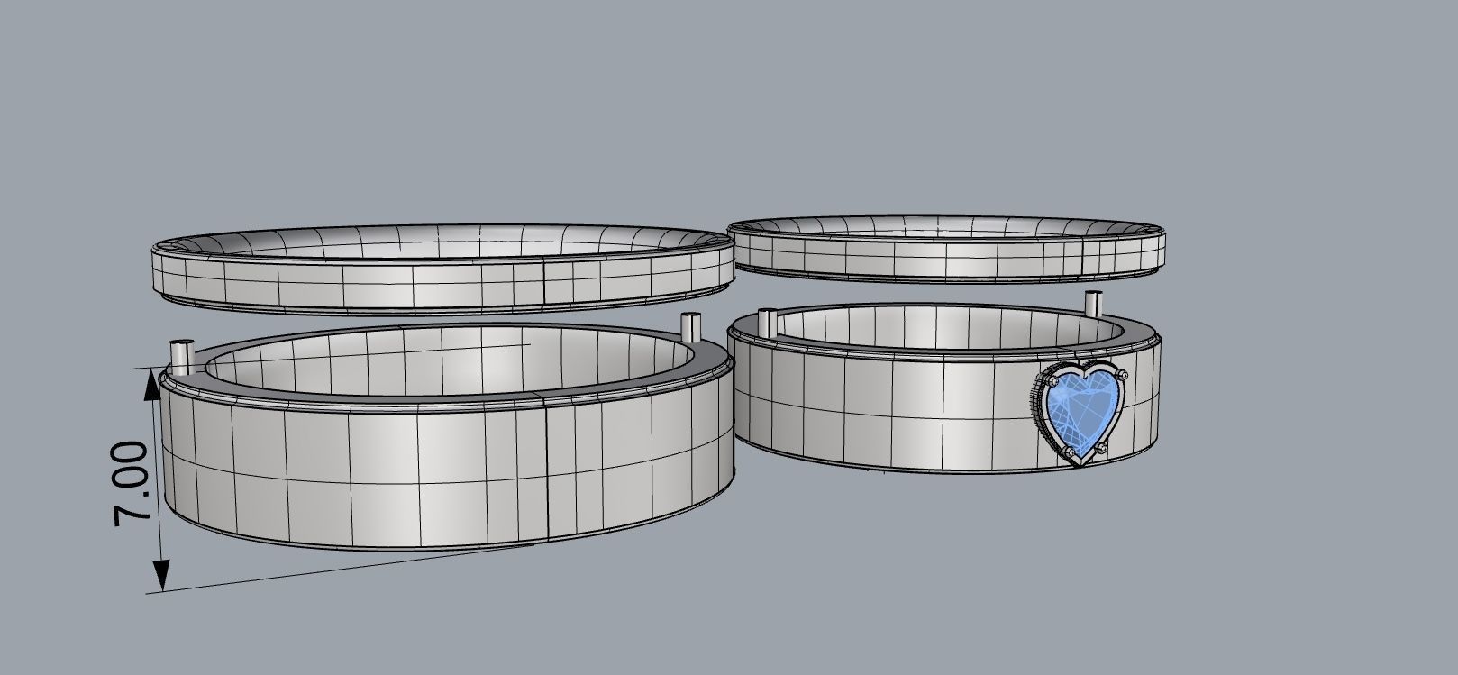 Wedding rings with two halves 3D print model_6