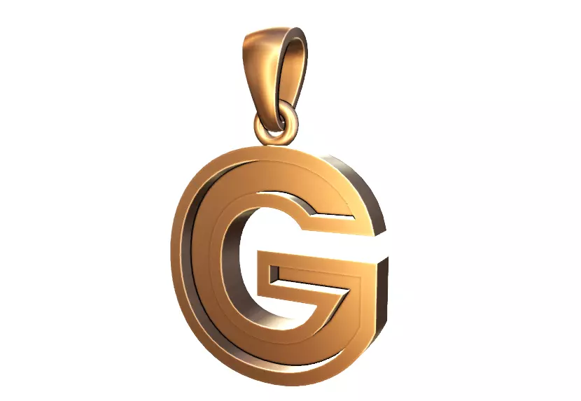 marquee style initial letter G pendant 3D print model