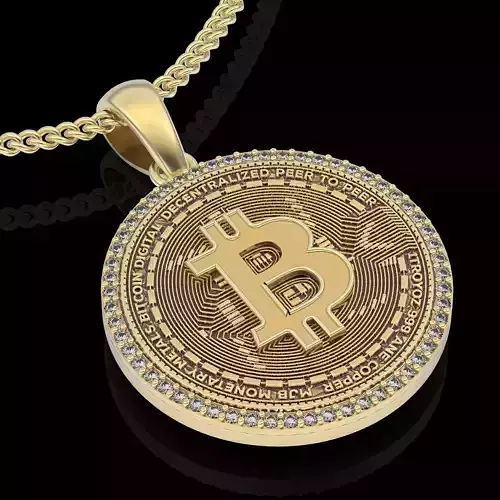 Bitcoin pendant  gold sterling printable jewelry 3D model