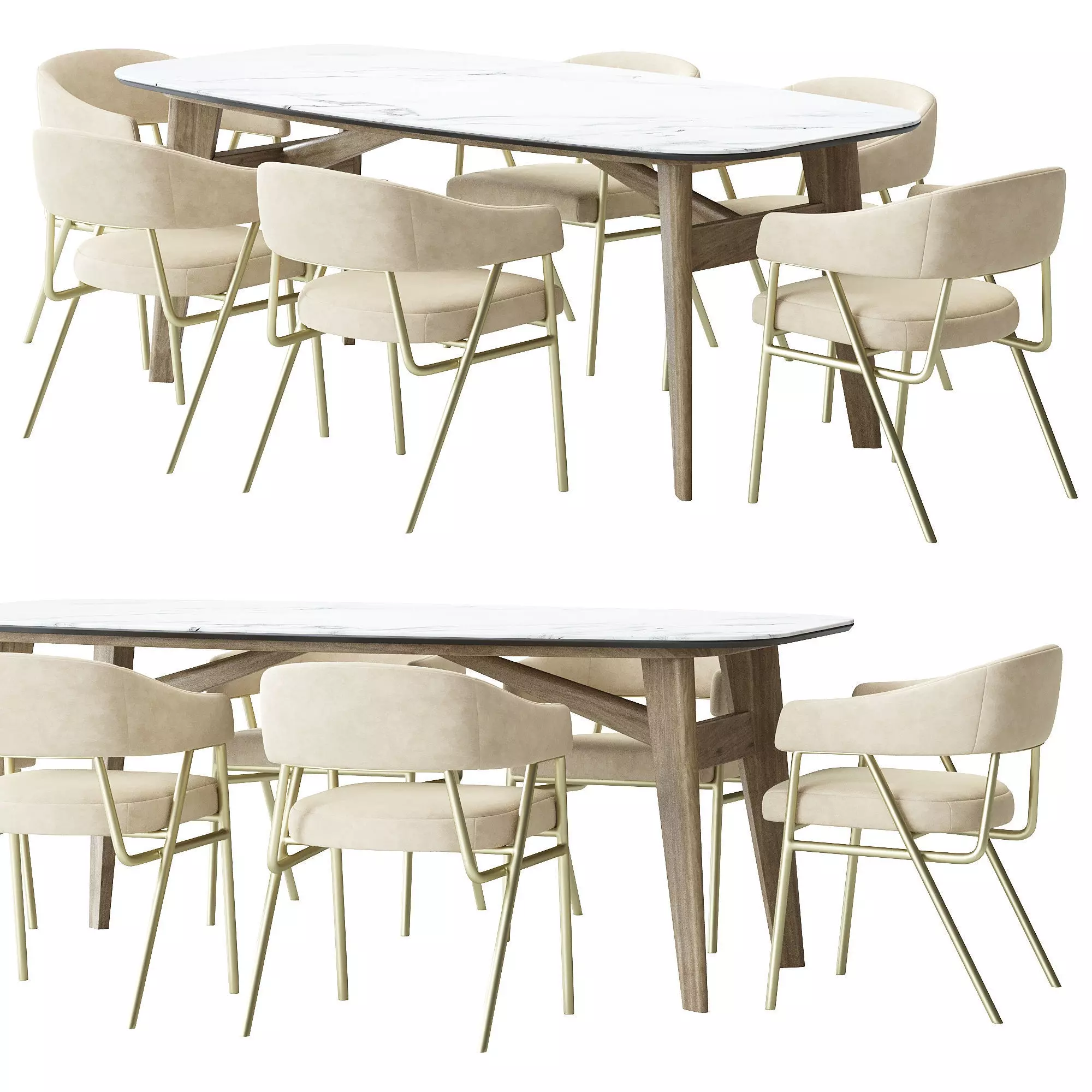 Wire Frame Dining arm Chair and abrey table 3D model_0