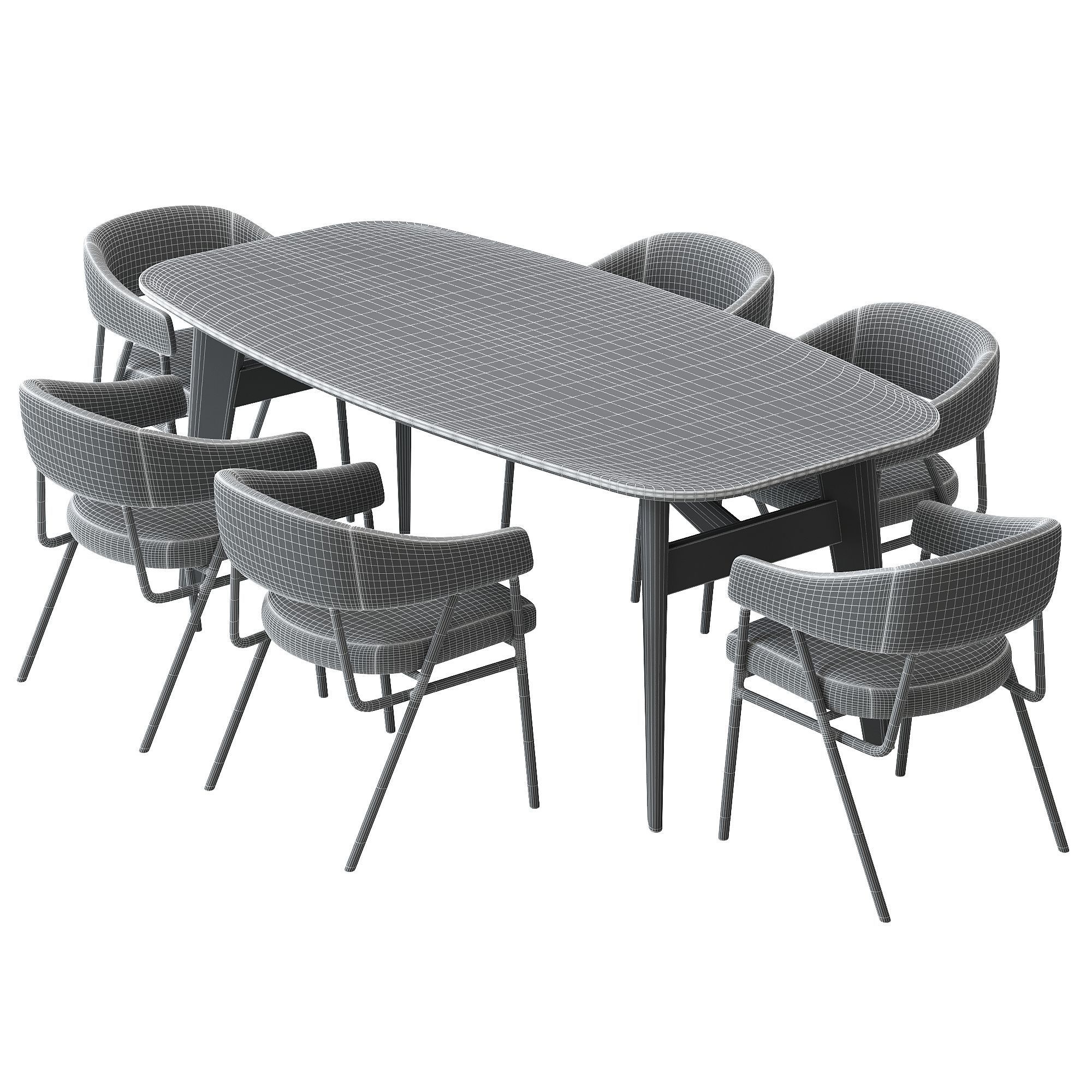 Wire Frame Dining arm Chair and abrey table 3D model_3