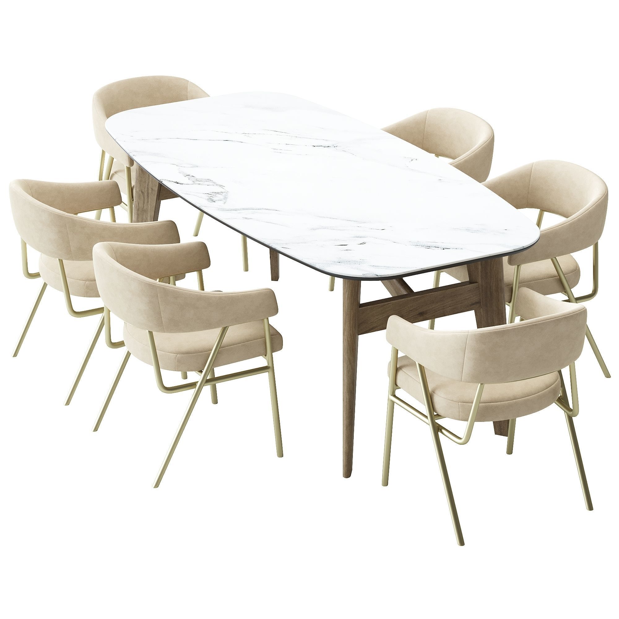 Wire Frame Dining arm Chair and abrey table 3D model_1