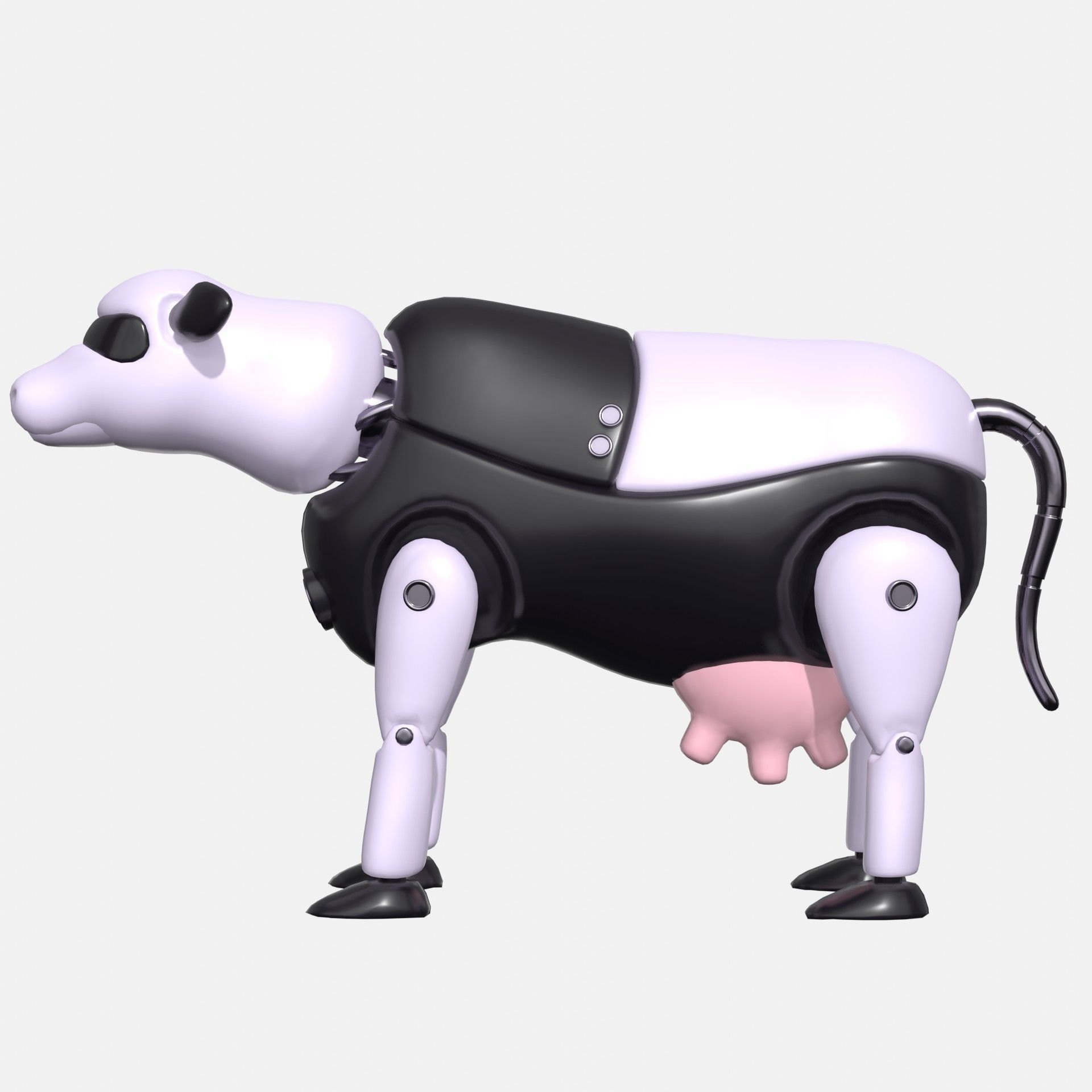 Plastic robot cow  Low-poly 3D model_1
