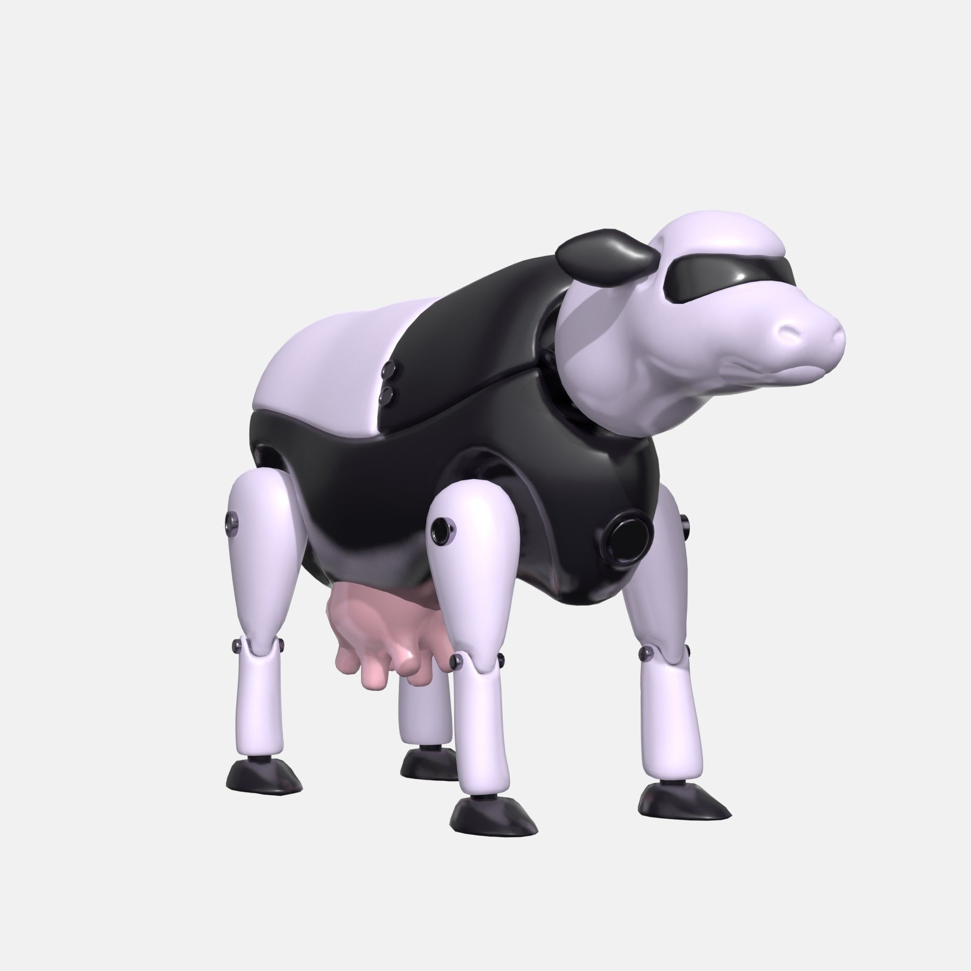 Plastic robot cow  Low-poly 3D model_3