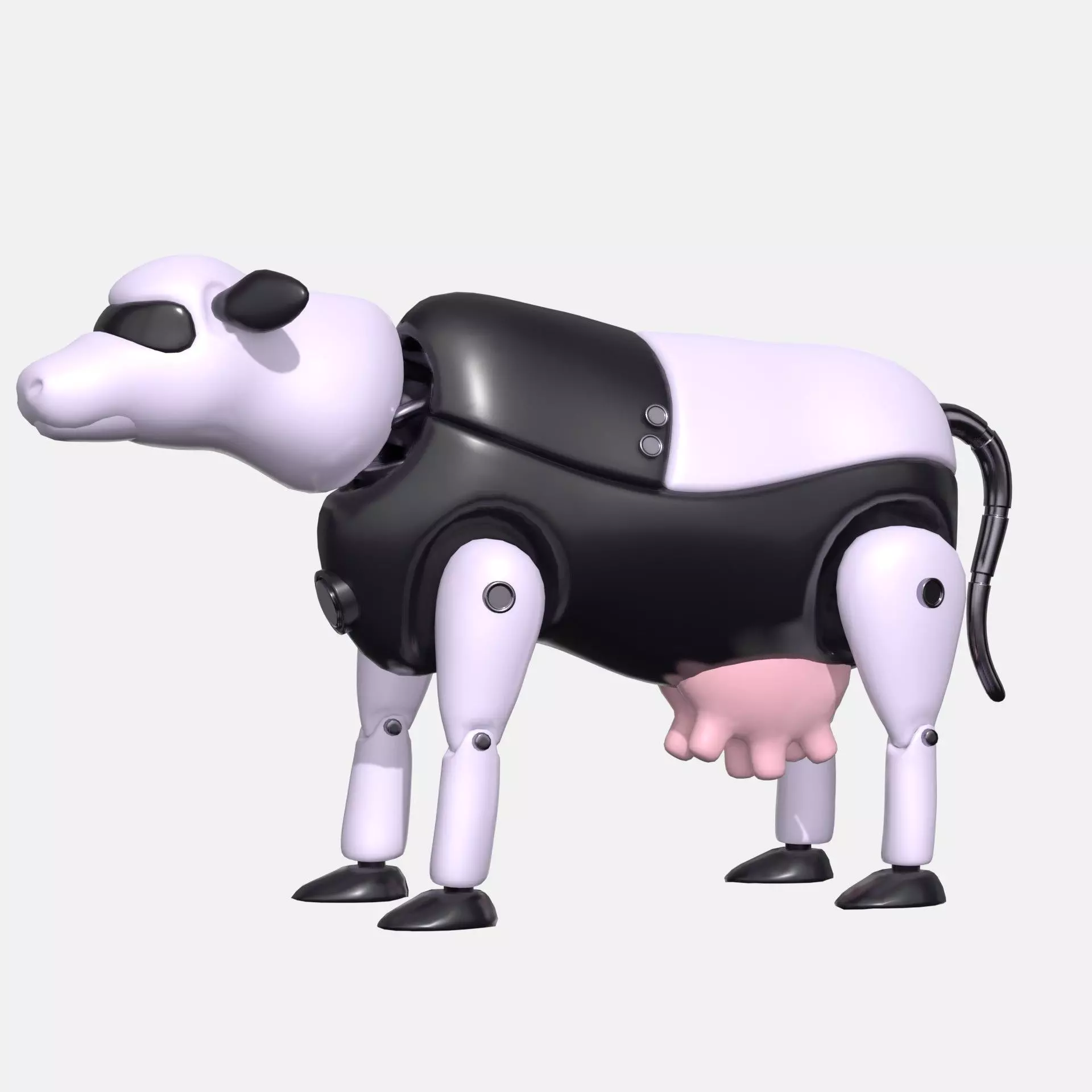 Plastic robot cow  Low-poly 3D model_0