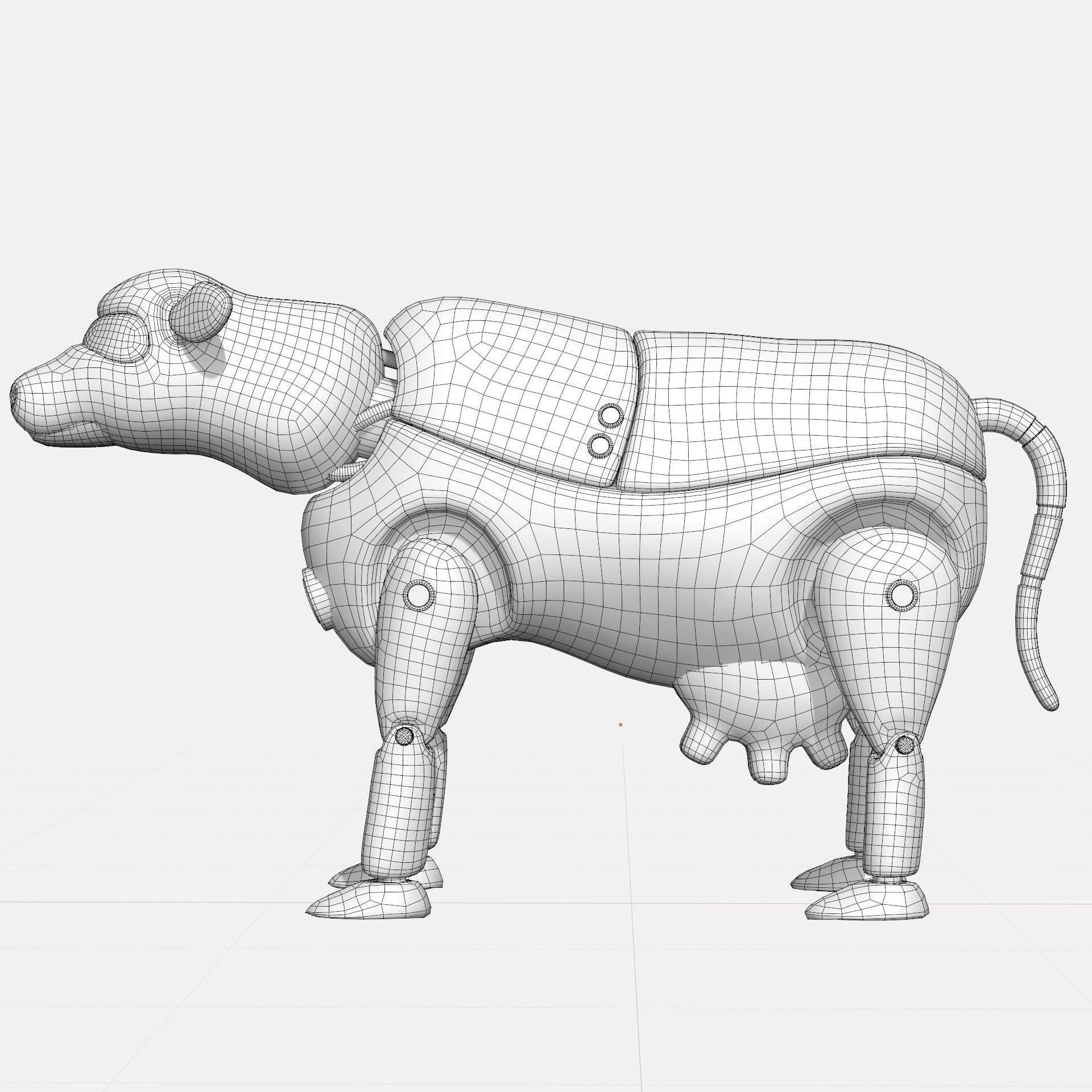 Plastic robot cow  Low-poly 3D model_5