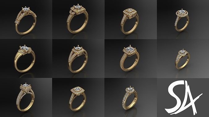 luxury rings 3D print model