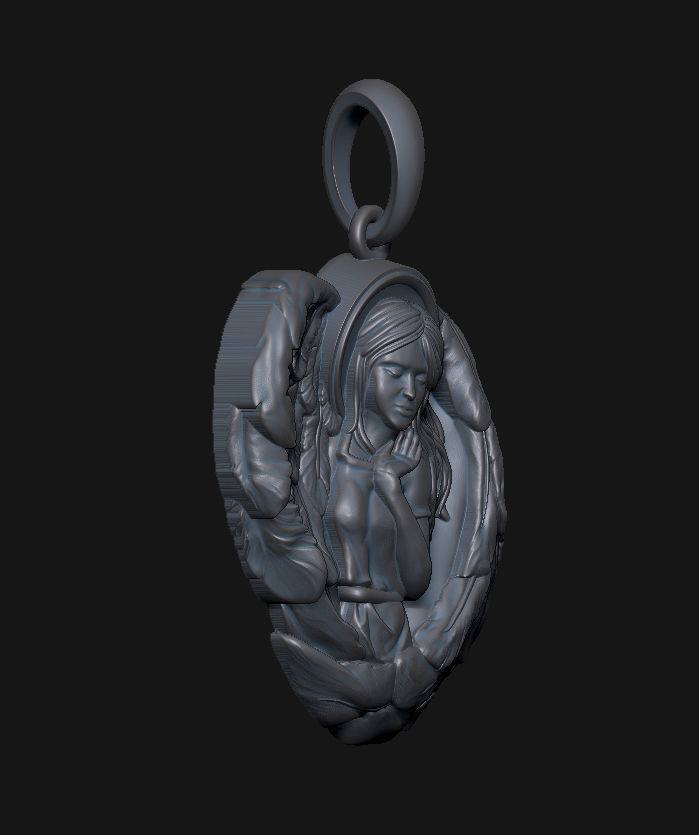 Angel Pendant Medallion 3D print model_8