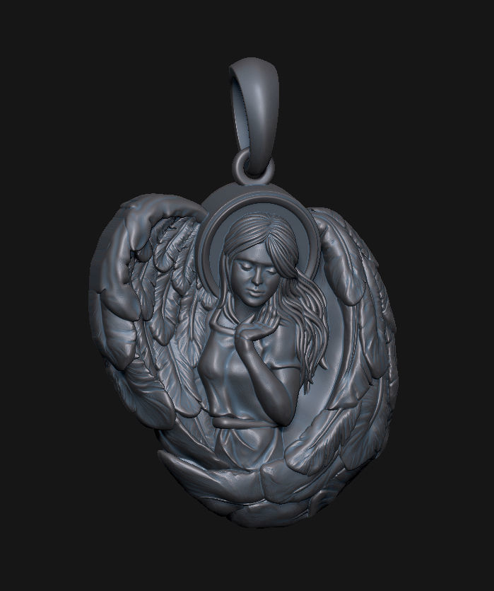Angel Pendant Medallion 3D print model_9