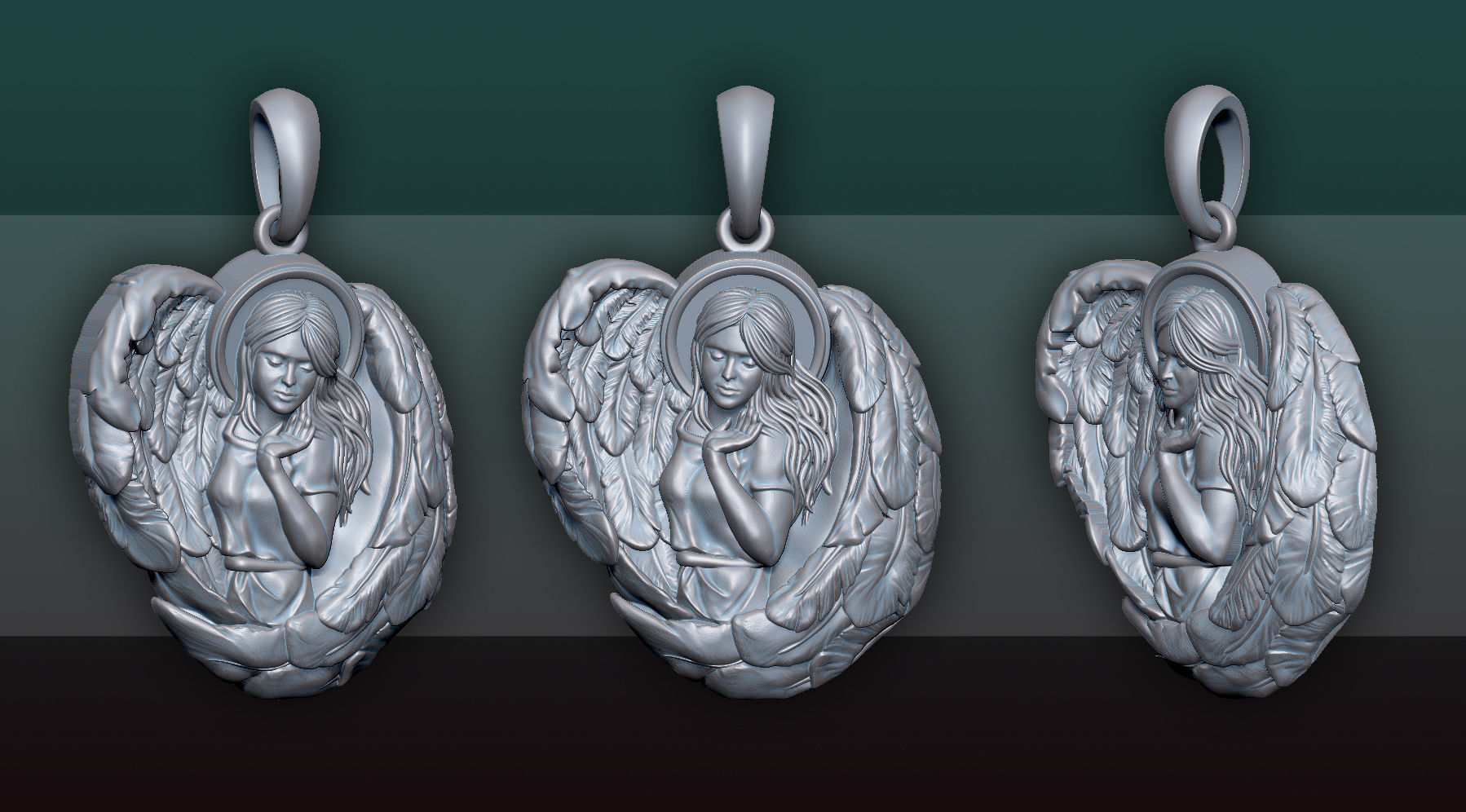 Angel Pendant Medallion 3D print model_4