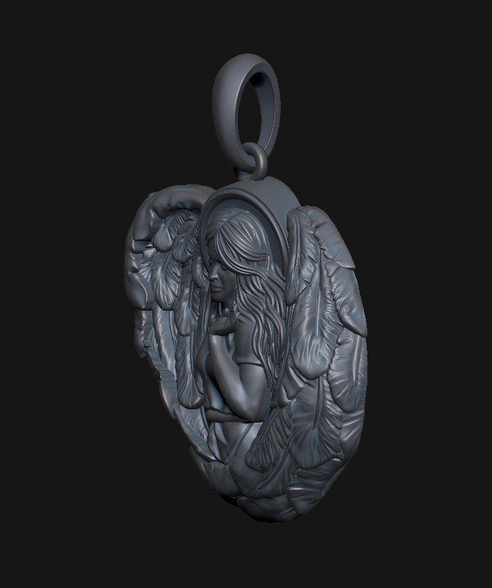 Angel Pendant Medallion 3D print model_16