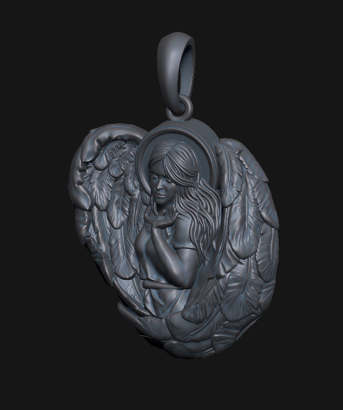 Angel Pendant Medallion 3D print model_15