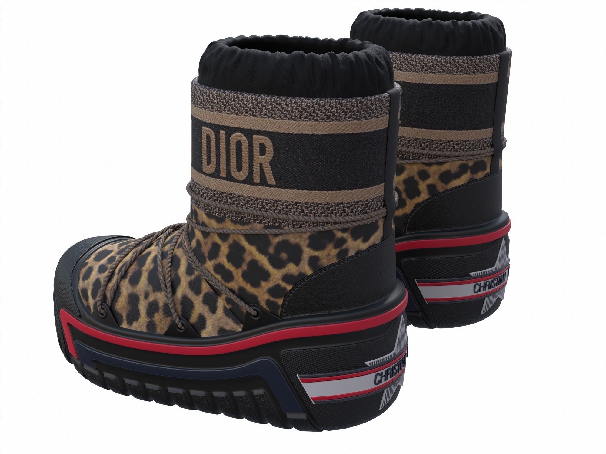 Dior Alps Snow Ankle Boots Black Low-poly 3D model_2